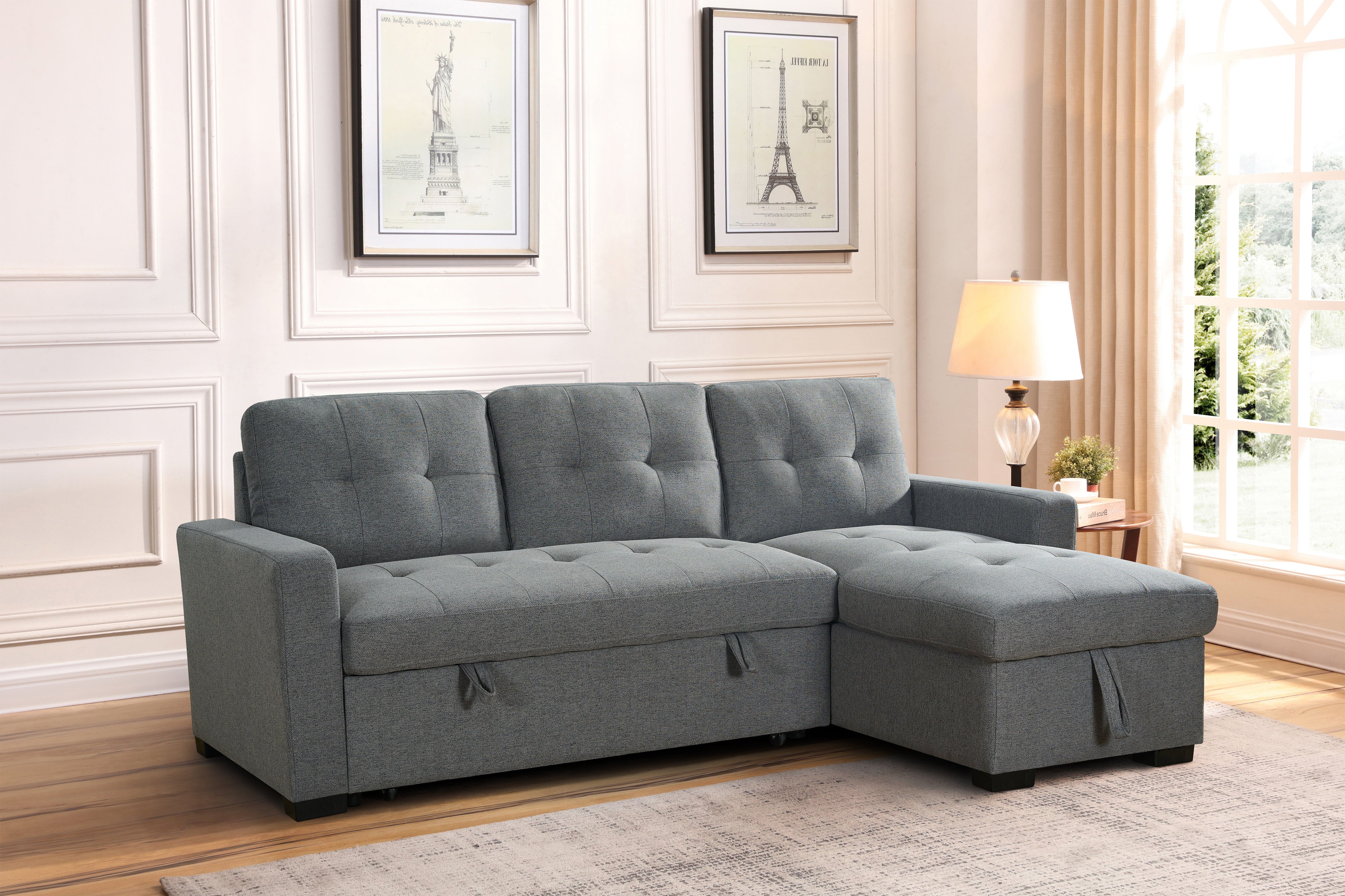 Corner Sofabed - GINA Universal Corner Sofabed Grey 217cm - Sofa So Good