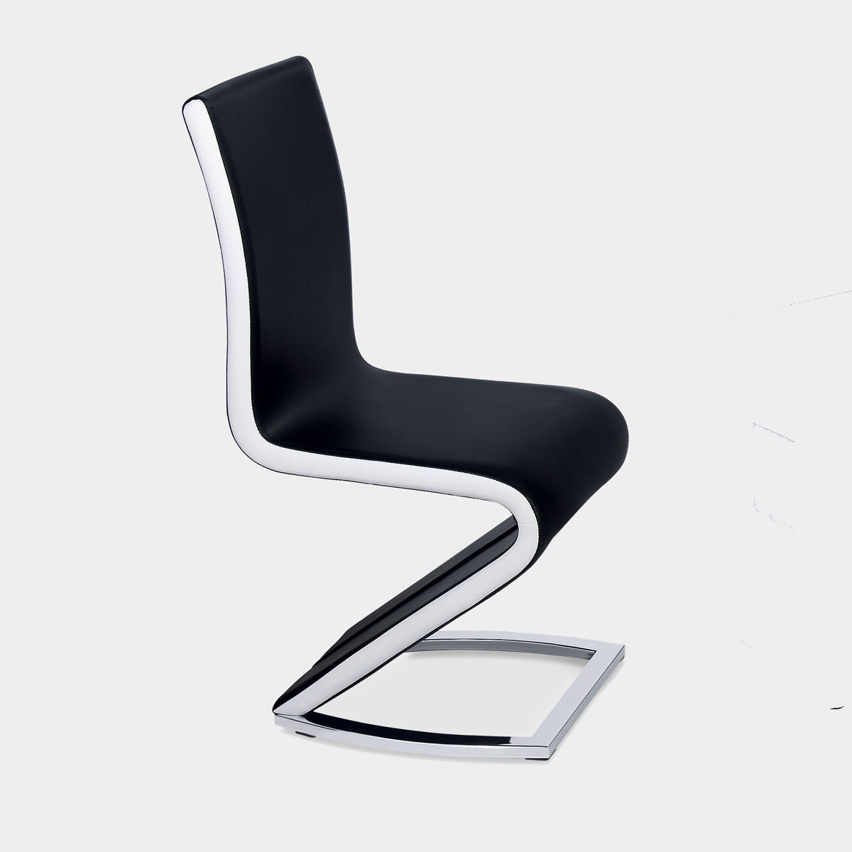 Crediton Modern Dining Chair with White PU Sides 2pc - Black - Sigrid Mills