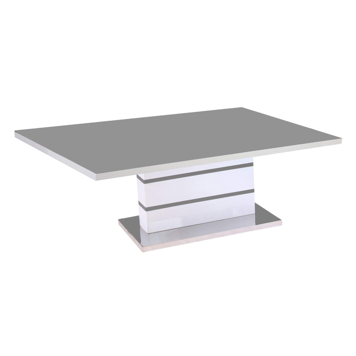 Crediton Grey Glass Top Coffee Table with High Gloss Frame - White - Sigrid Mills