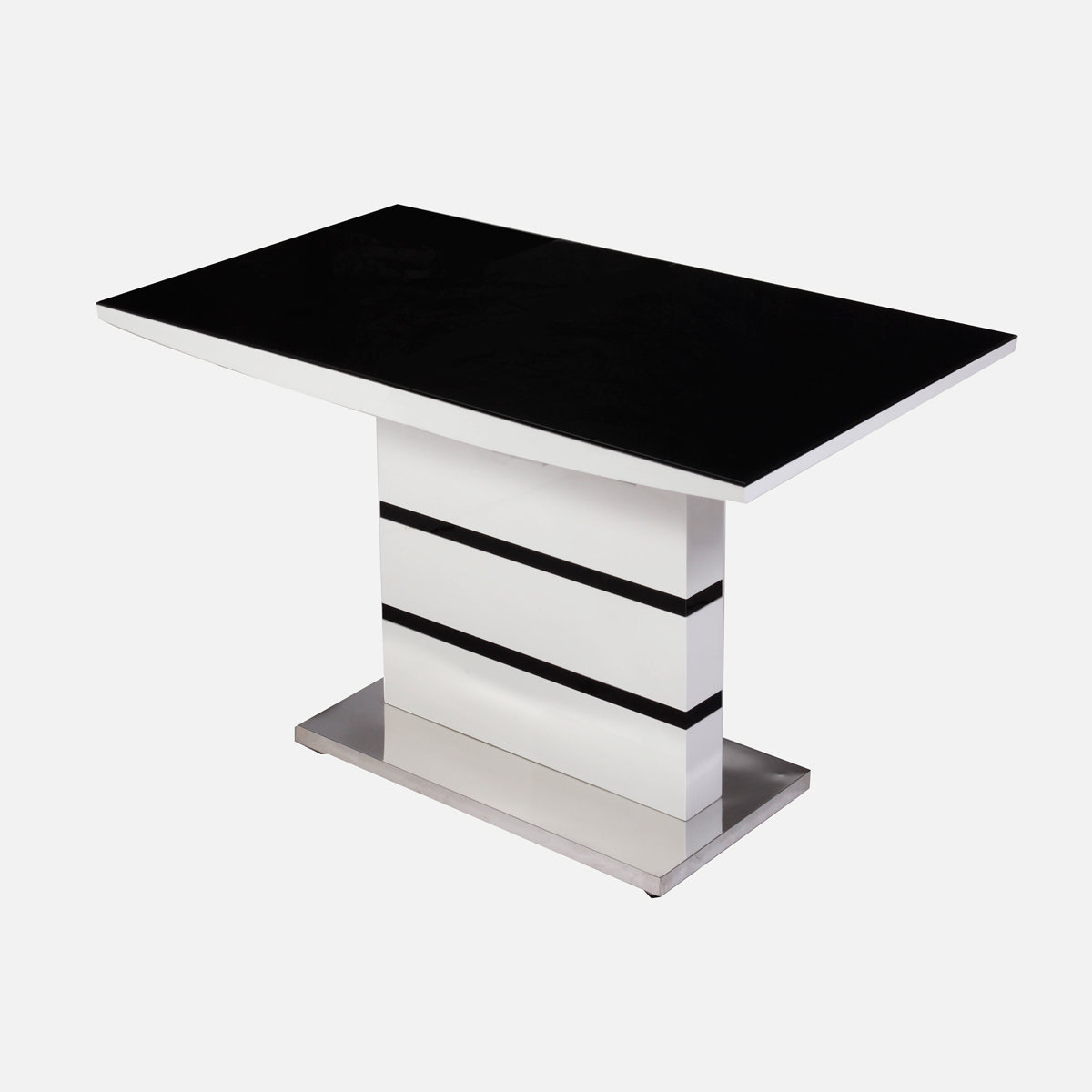 Crediton Small High Gloss Dining Table - White with Black Glass Top - Sigrid Mills