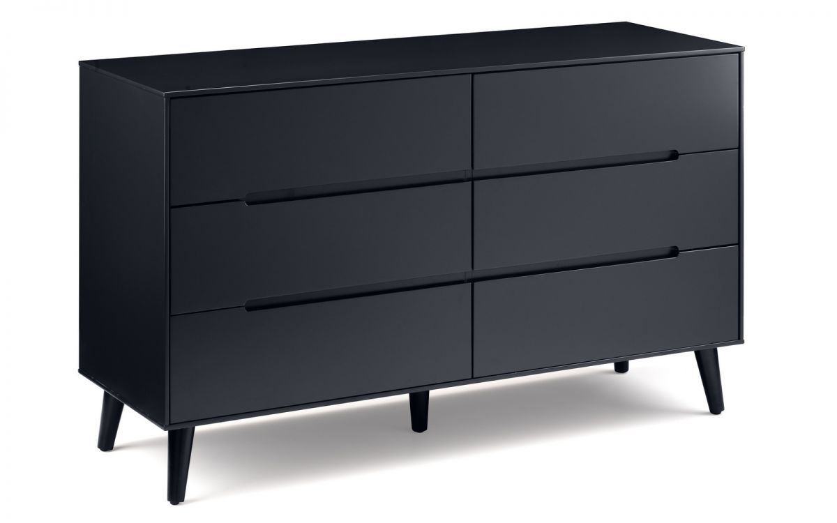 ASTRAL Black Chest of Drawers - Large-sized, 6 Drawers, Double - JB Collections