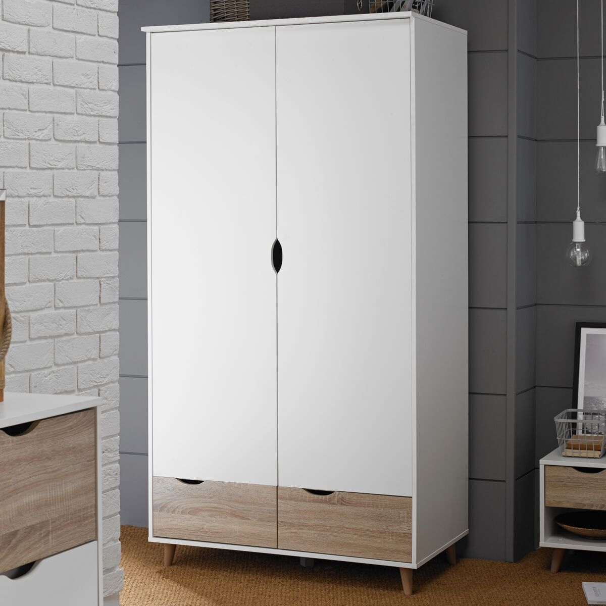 Wardrobe - STONEHAVEN 2 Door Wardrobe White 50cm - Leeds Plywood