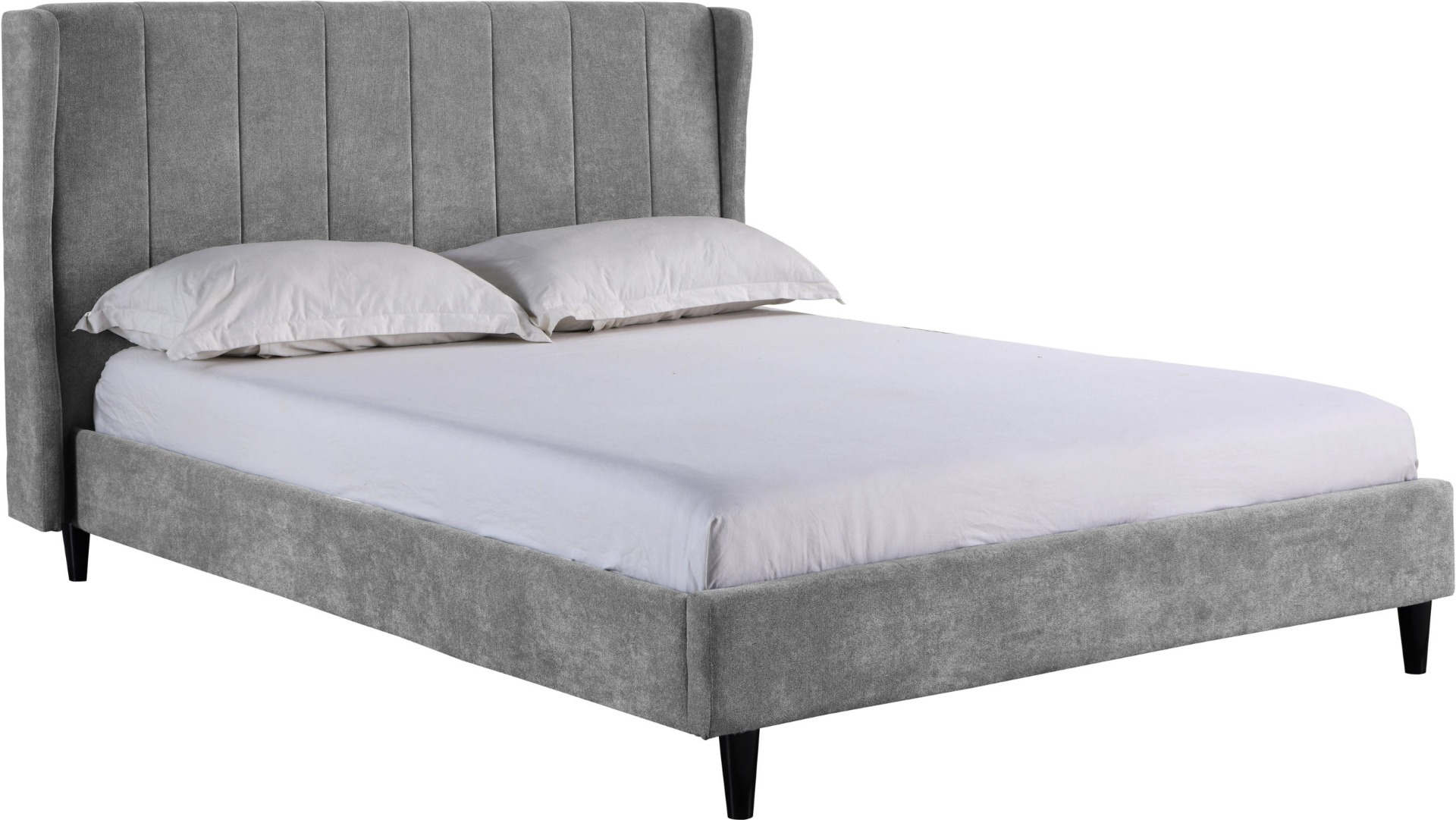Amelia 5ft Kingsize Bed - Dark Grey Fabric - Budget Deals