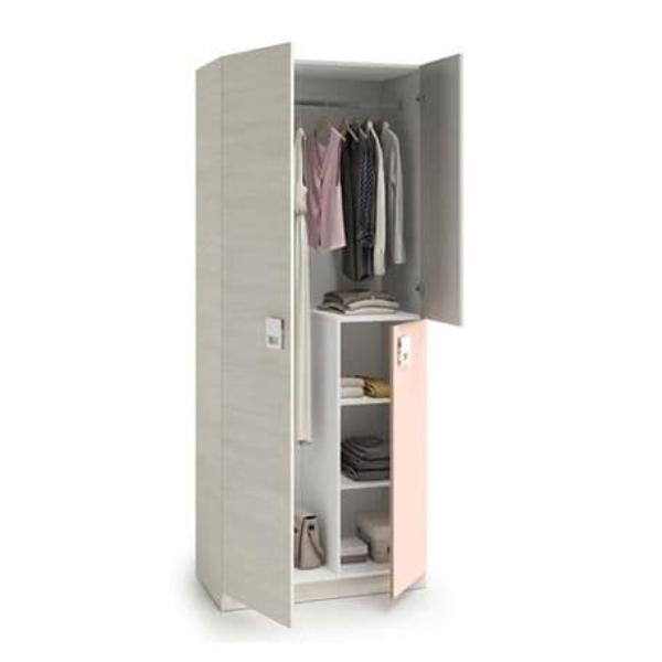 Wardrobe - FRANCESCO 3 Door Slim Narrow Wardrobe Grey and Pink 90cm - Dalton Home