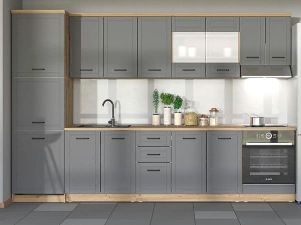 Hudsonique 200cm Graphite Grey Kitchen Units - Grey - Dalton Home