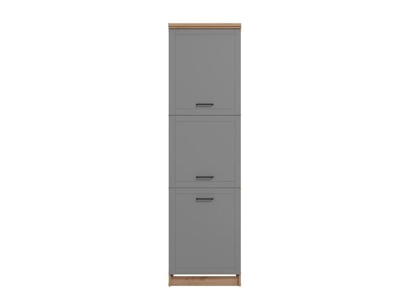 Hudsonique Grey And Oak Effect Tall 60cm 3 Door Kitchen Larder Unit Pantry Cupboard - Grey - Dalton Home