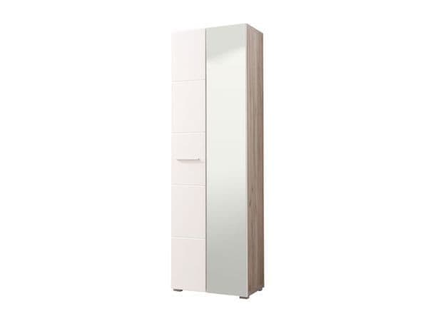 Wardrobe - AMANDA 2 Door Mirrored Wardrobe White Gloss and Oak Effect 60cm - Dalton Home