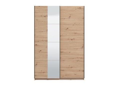 Sliding Wardrobe - NIAH 2 Door Mirrored Wardrobe Oak Effect 145.5cm - Dalton Home