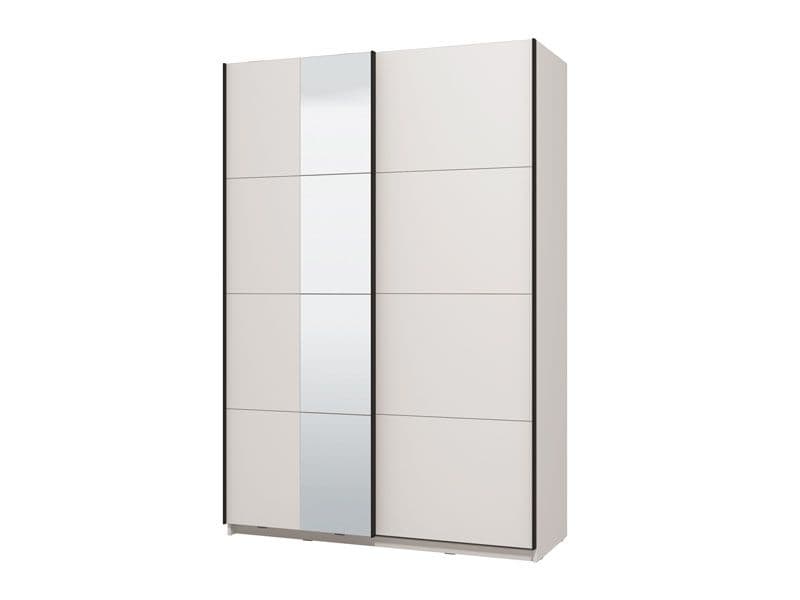 Sliding Wardrobe - NIAH 2 Door Mirrored Wardrobe White 145.5cm - Dalton Home