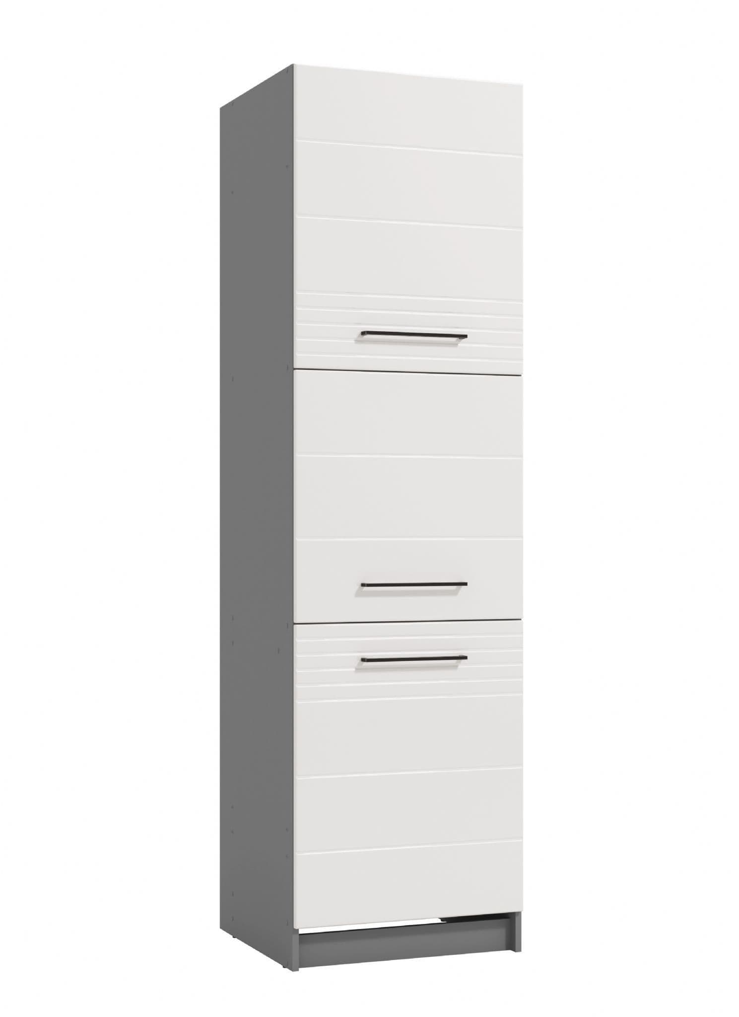 Pedrosky White High Gloss And Grey 60cm Tall Kitchen Larder Unit Pantry Cupboard - White - Dalton Home
