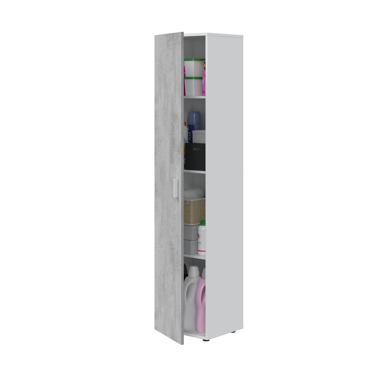 Torresino Narrow Grey & White 1 Door Universal Utility Storage Cupboard - Grey - Dalton Home