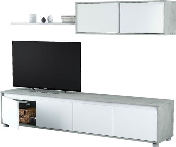 Simonsa Concrete Grey And White TV Entertainment Cabinet - Grey - Dalton Home