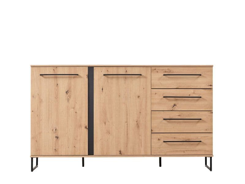 SASSARI Oak Effect 2 Door 4 Drawer Sideboard - Oak - Dalton Home