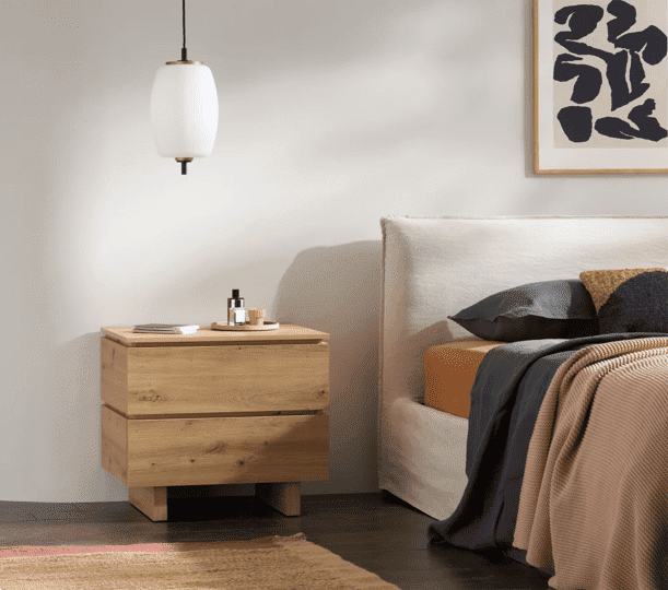 Bedside Table - TUNA 2 Drawer Nightstand Artisan Oak Effect 60cm - Dalton Home