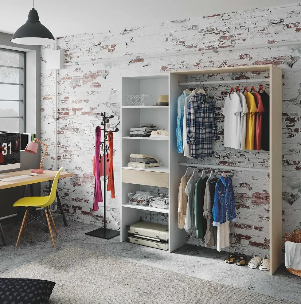 Cliftonova Oak and White Open Door Wardrobe With Shelves And Rail - Oak - Dalton Home