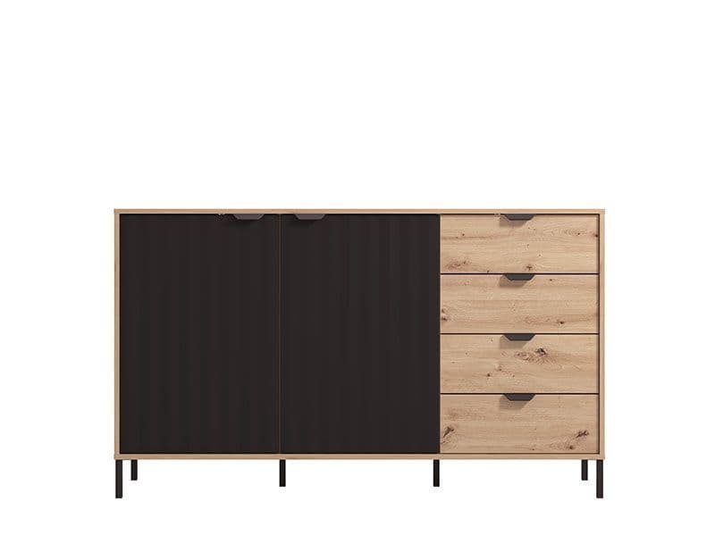 Vilamouris Artisan Oak Effect And Black Sideboard - Oak - Dalton Home
