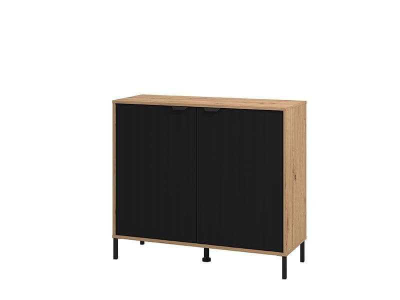 Vilamouris Artisan Oak Effect And Black Small Sideboard - Oak - Dalton Home
