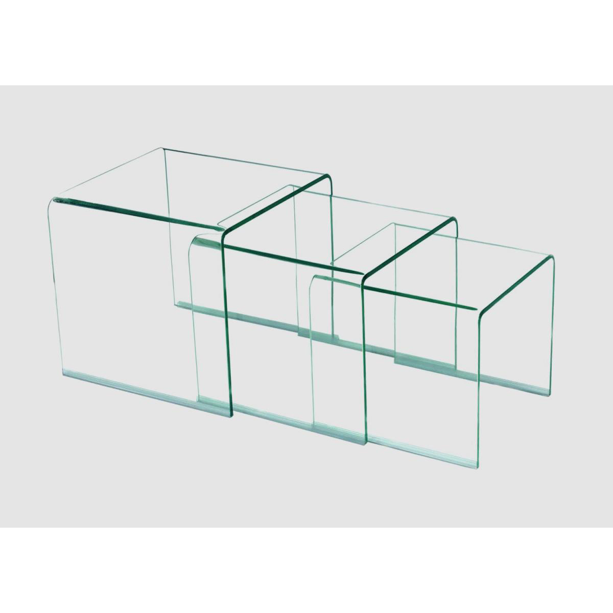 Rochford Clear Glass Nest of 3 Tables - Square - Sigrid Mills
