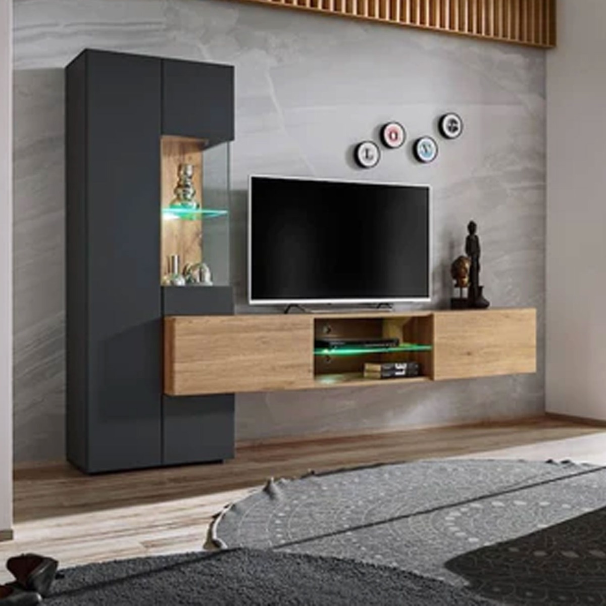 Nimbus Nectar TV Entertainment Unit - Anthracite and Oak - Art Nest