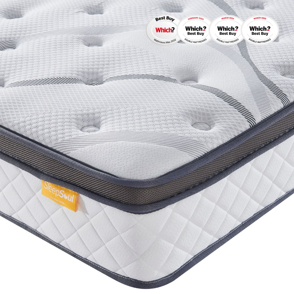 FENIXOR Small Double Pocket Sprung Mattress 1000 Springs - White - Birlea Essentials