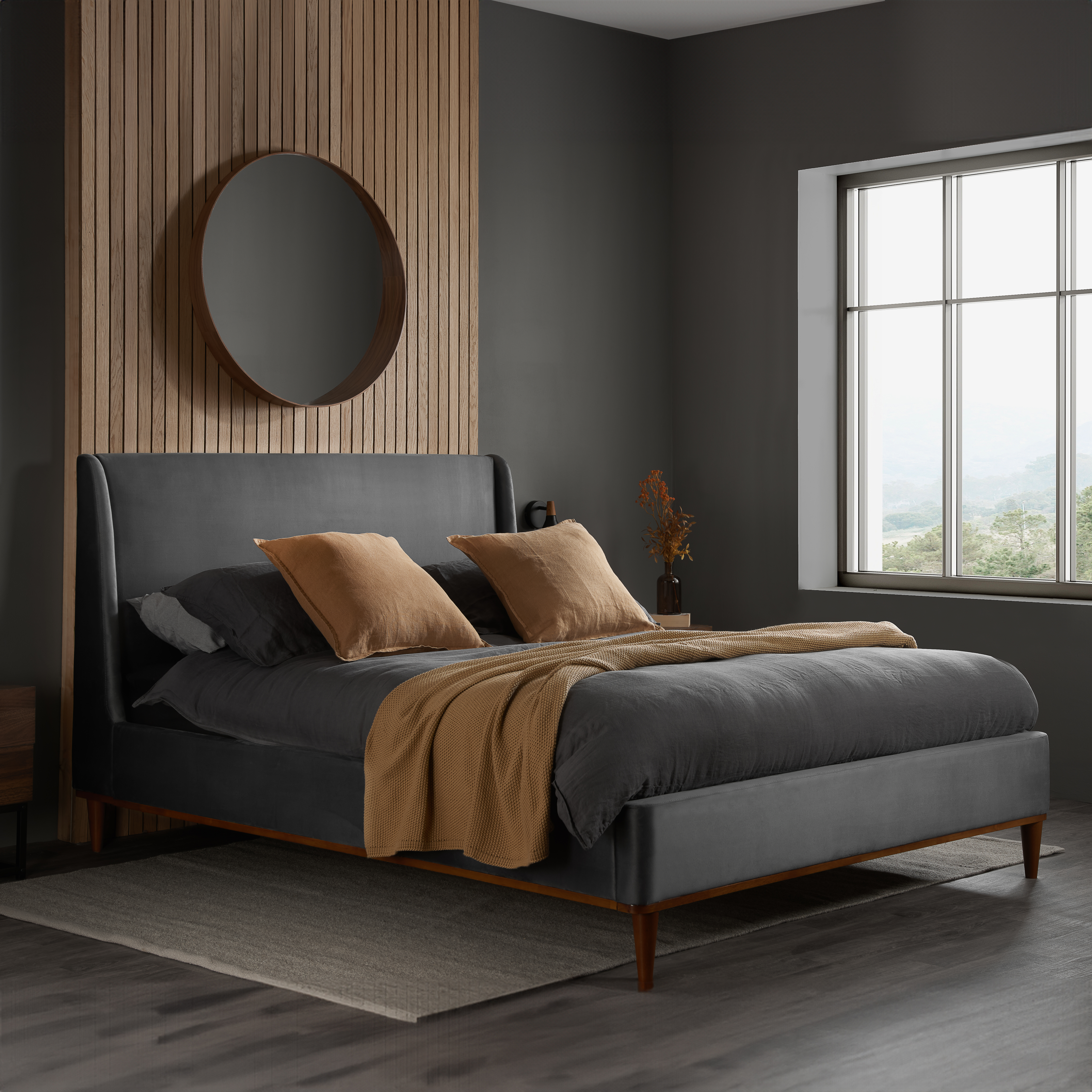 MARQUESSIA Double Fabric Bedrame - Grey - Birlea Essentials
