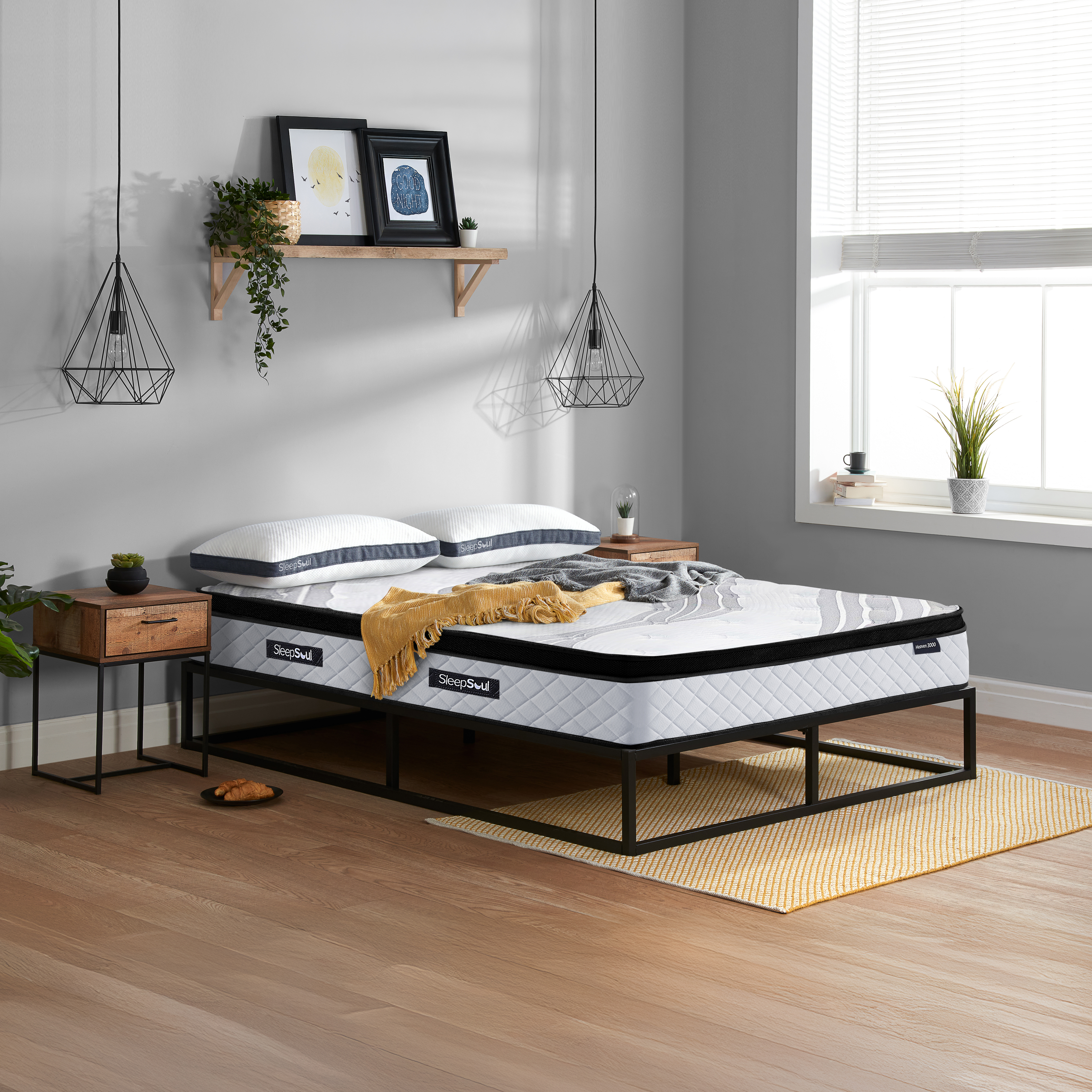 FENIXOR Double Pocket Sprung Mattress 3000 Springs - White and Black - Birlea Essentials