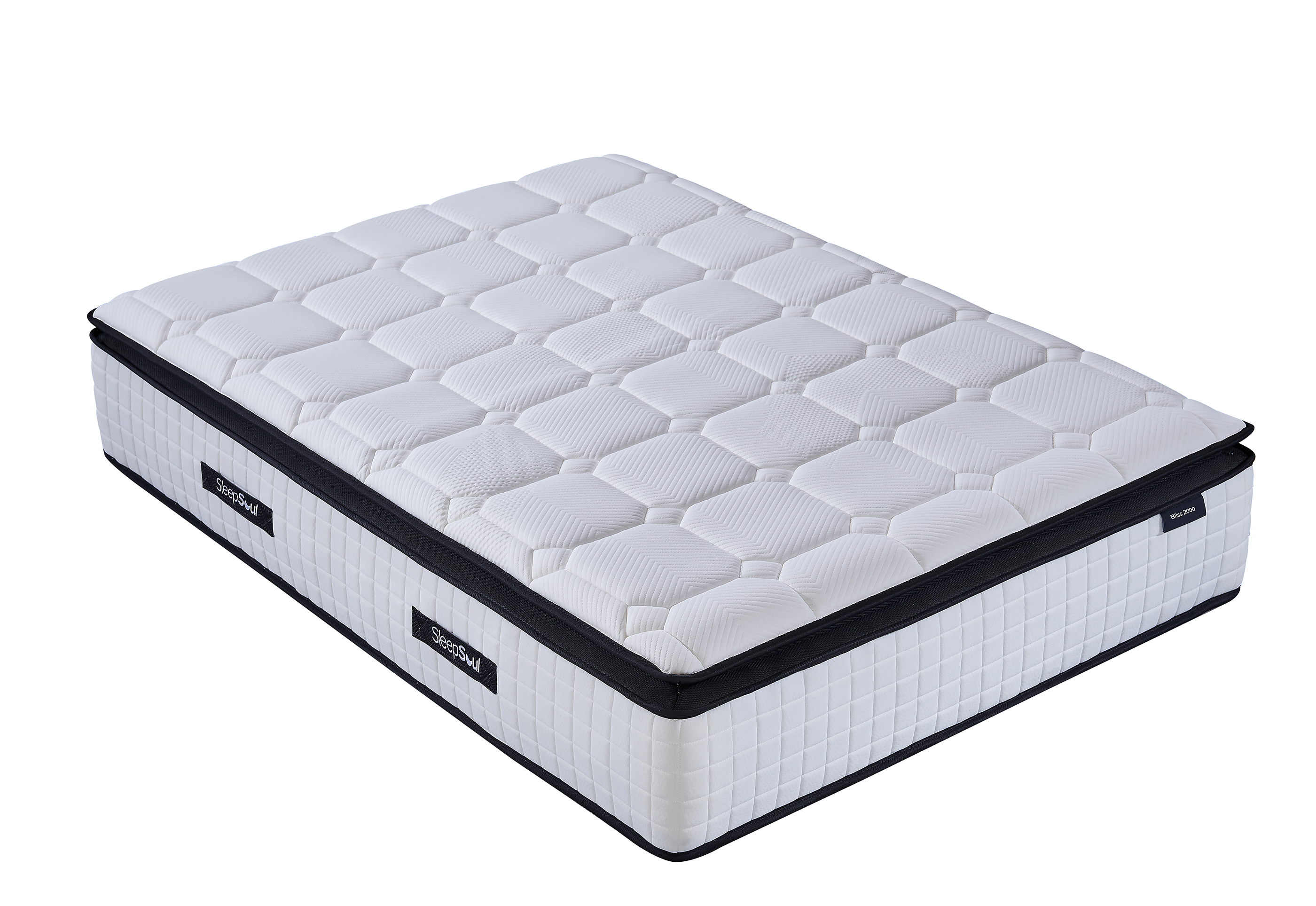 FENIXOR Double Pocket Sprung Mattress 2000 Springs - White and Blue - Birlea Essentials