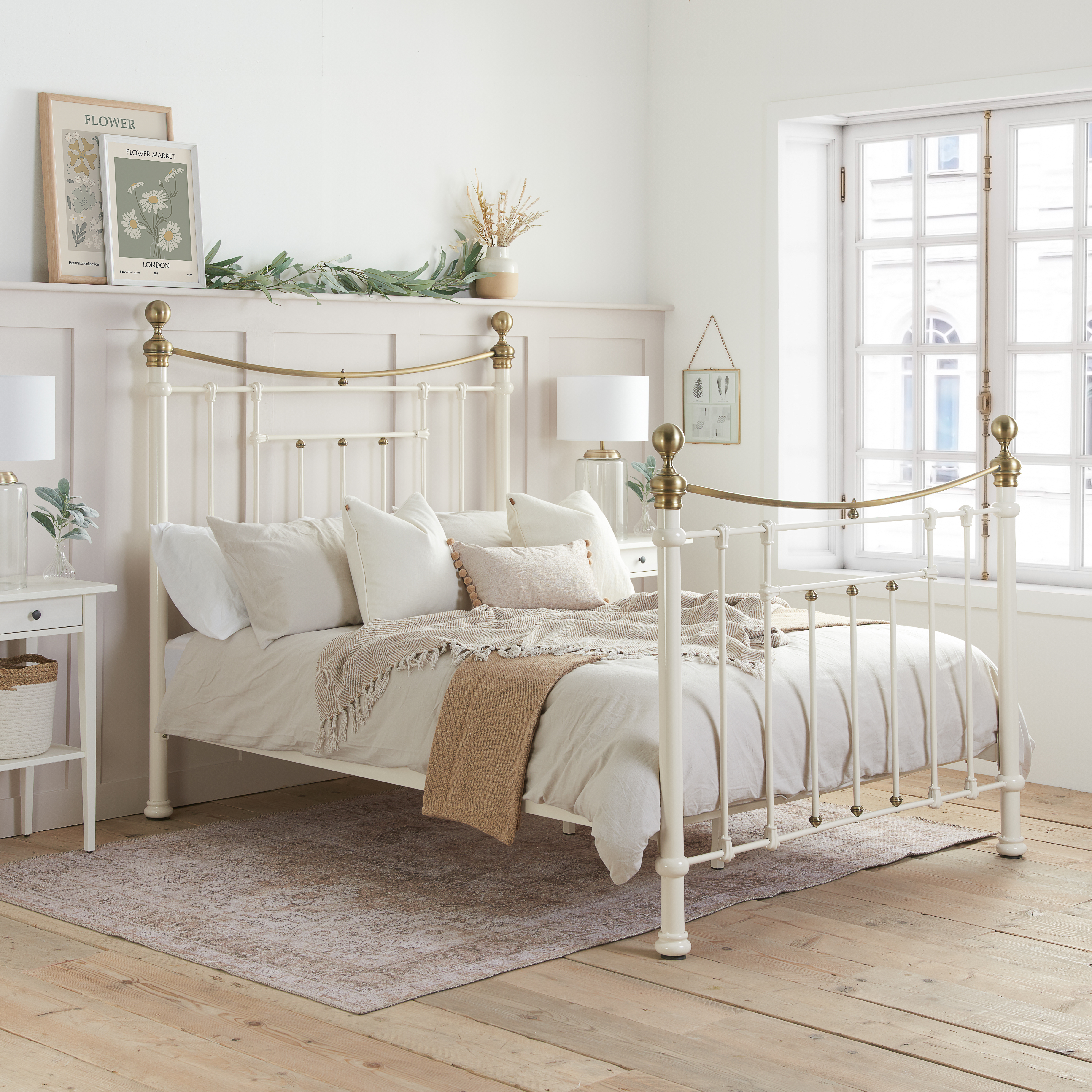 CENDARA Kingsize Metal Bedframe - Cream - Birlea Essentials