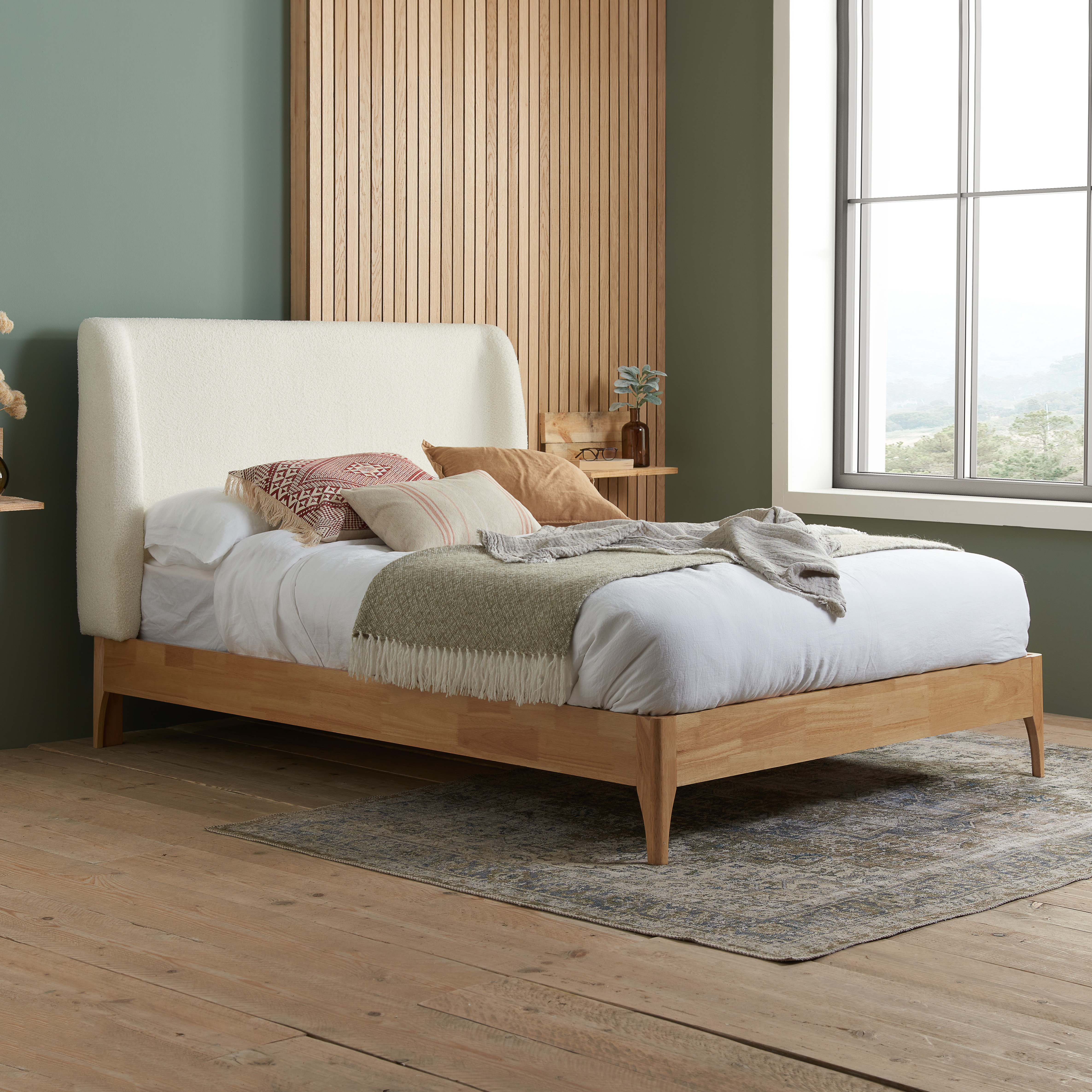 THALDEN Kingsize Wooden Bedframe - Light Oak with White - Birlea Essentials
