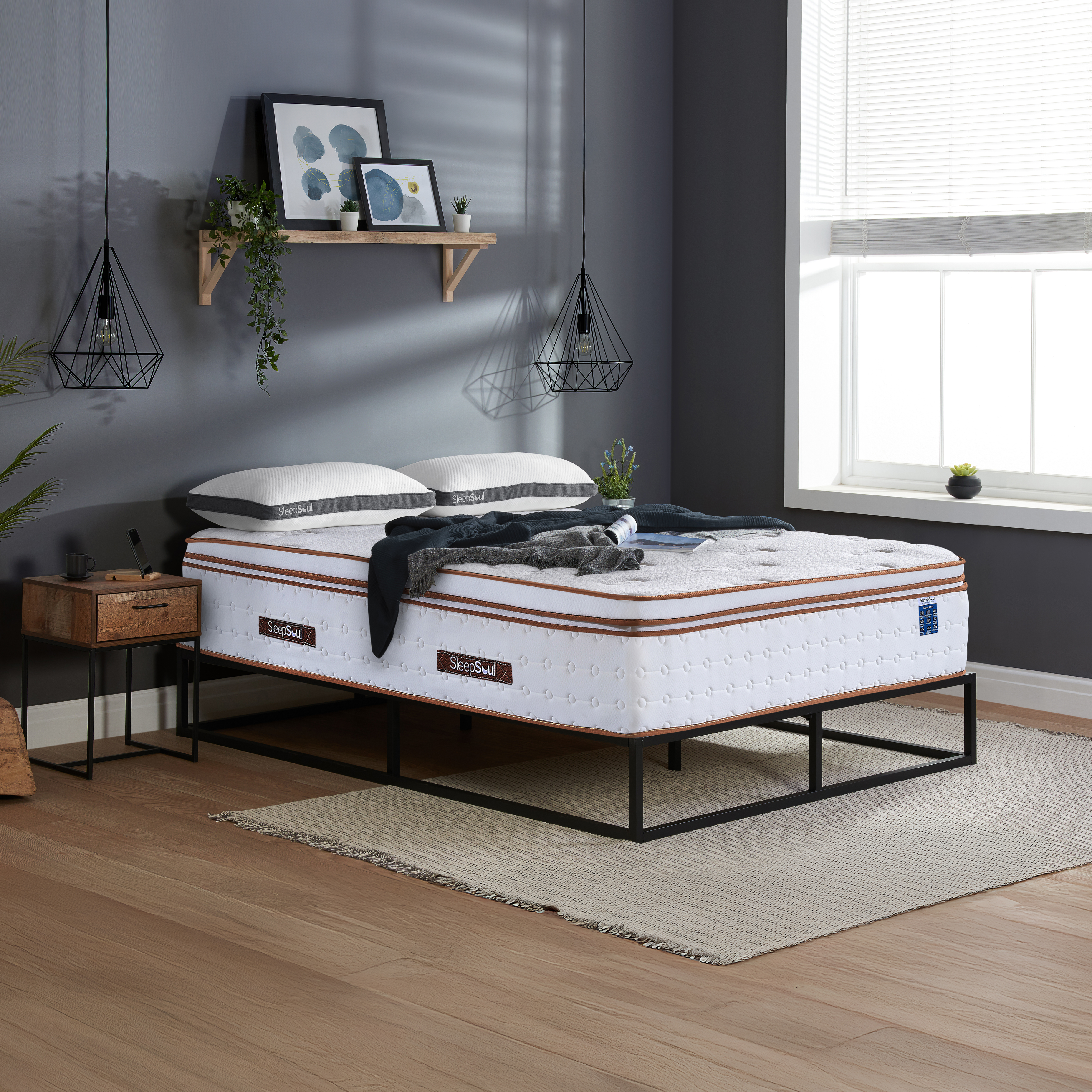 FENIXOR Double Pocket Sprung Mattress 3000 Springs - White and Brown - Birlea Essentials