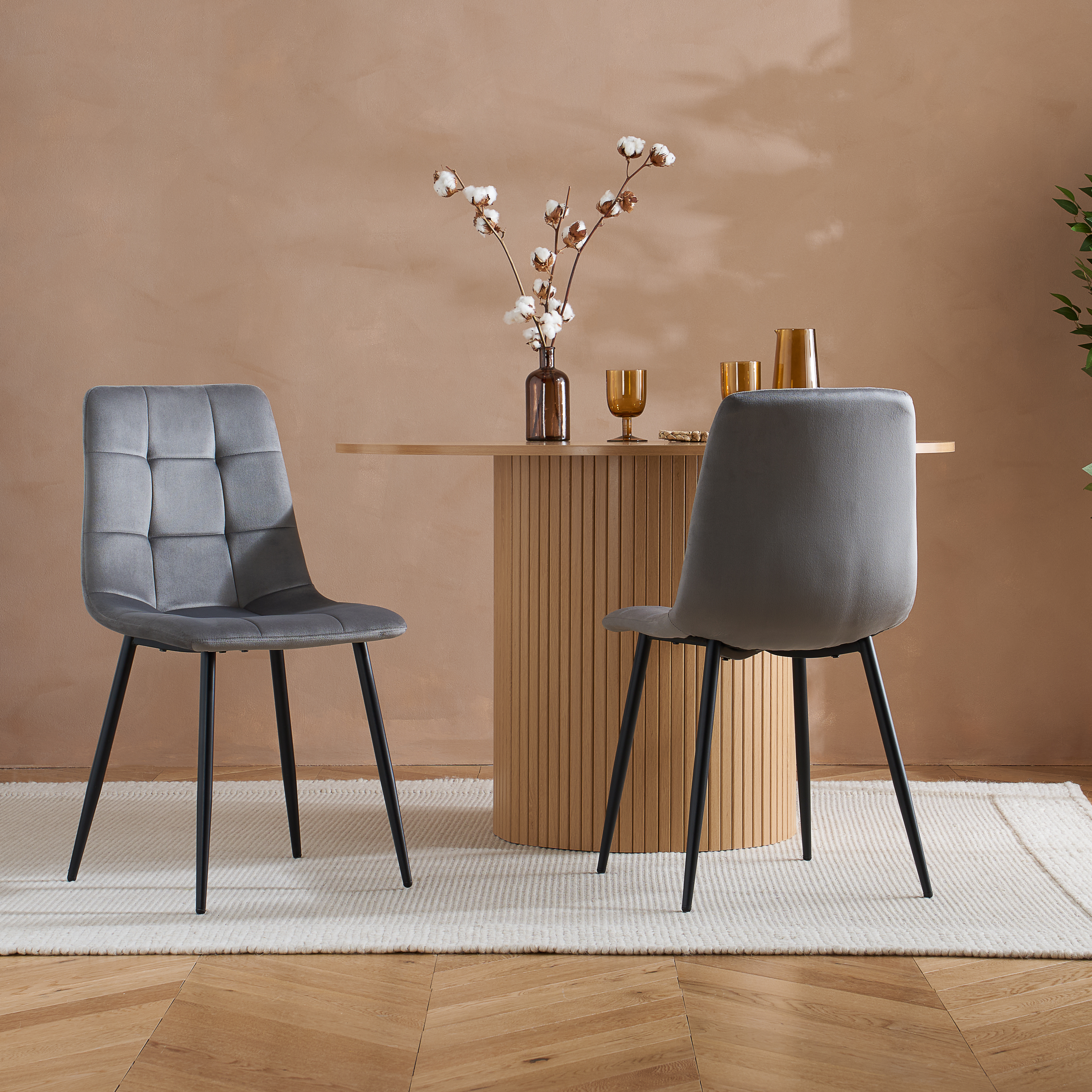 AUREN Fabric Dining Chairs - Set of 2 - Grey - Birlea Essentials