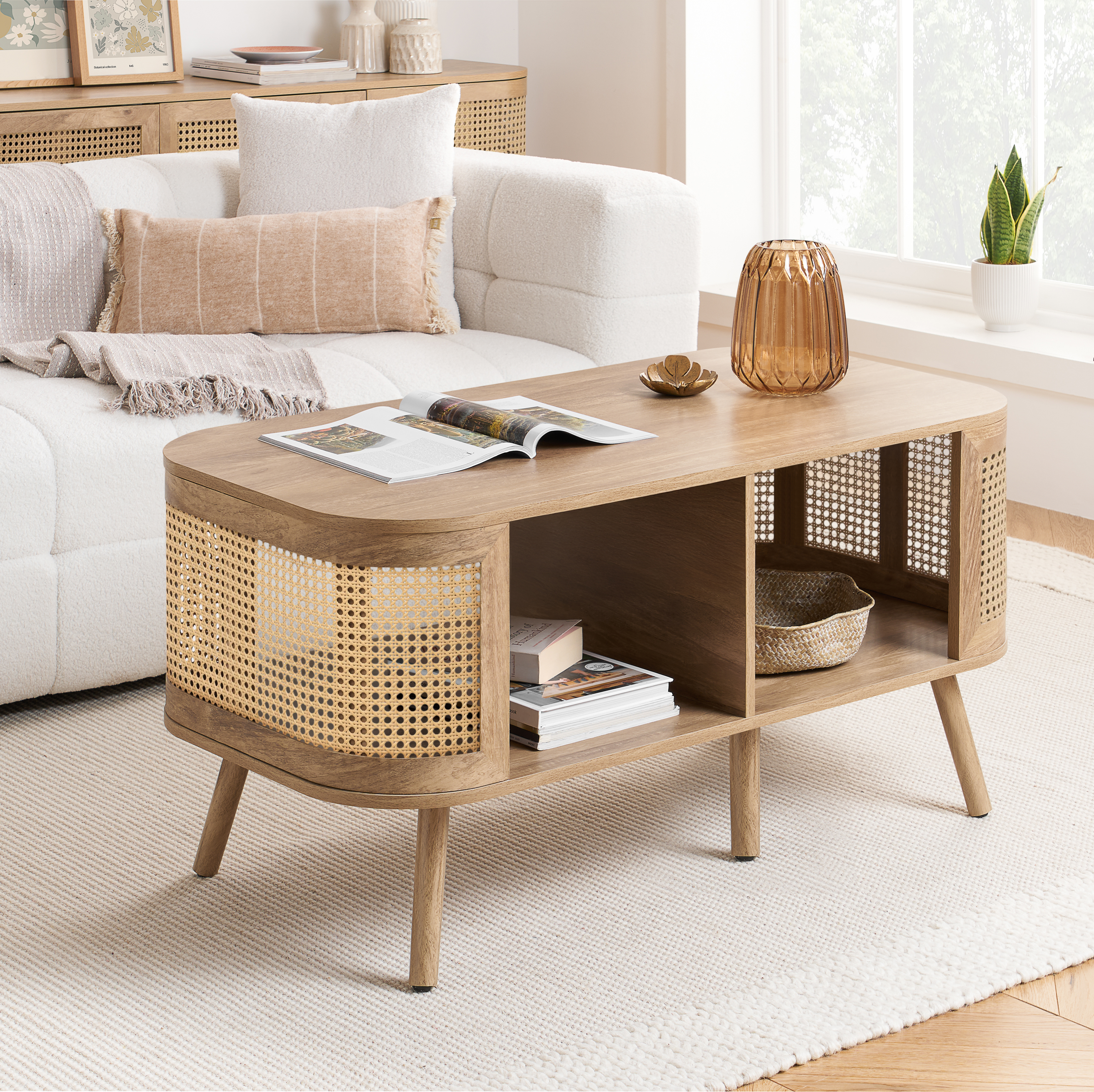 OTHLYN Rattan Coffee Table - Oak - Birlea Essentials