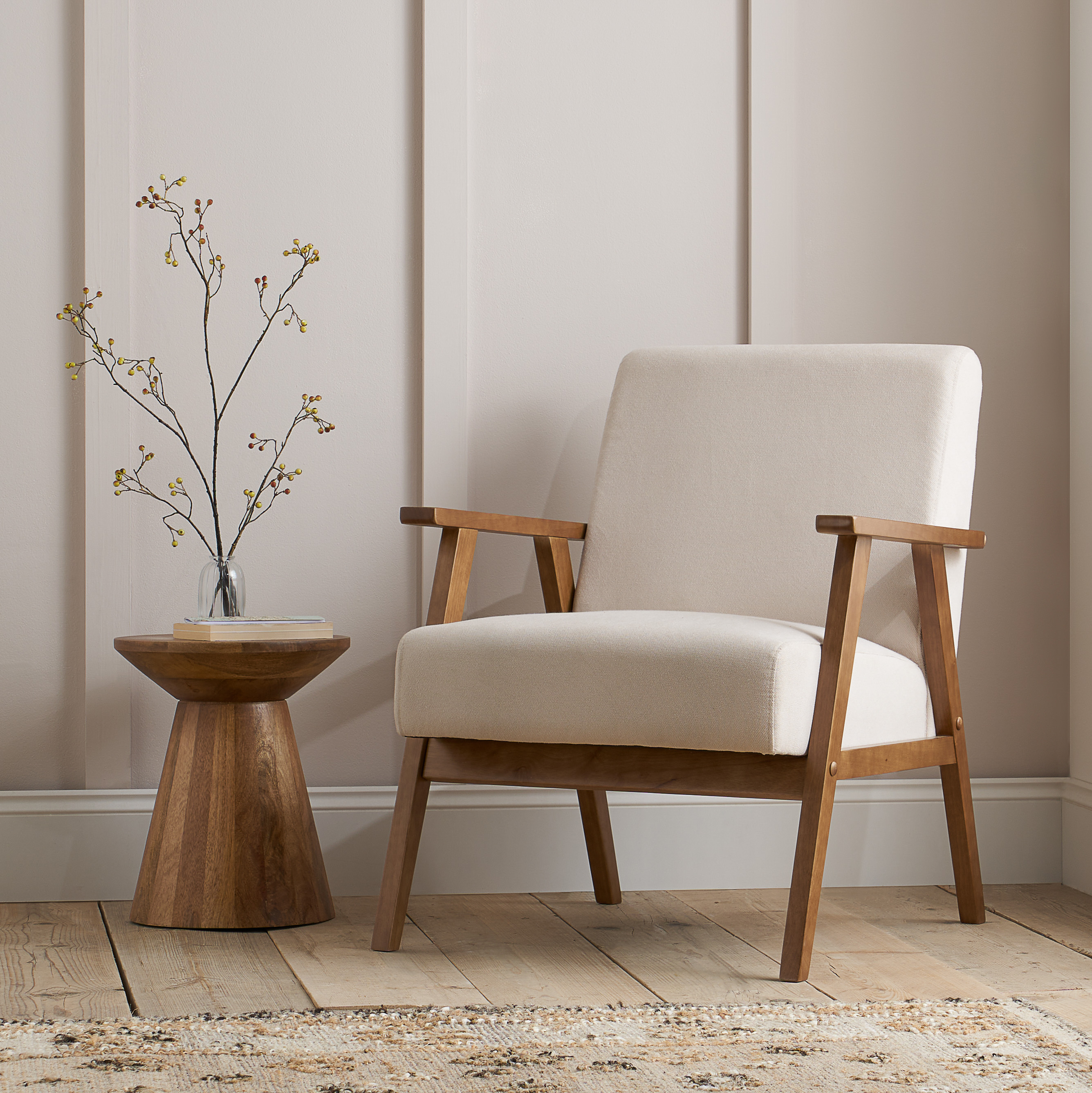 ELVRIC Fabric Armchair - Cream - Birlea Essentials