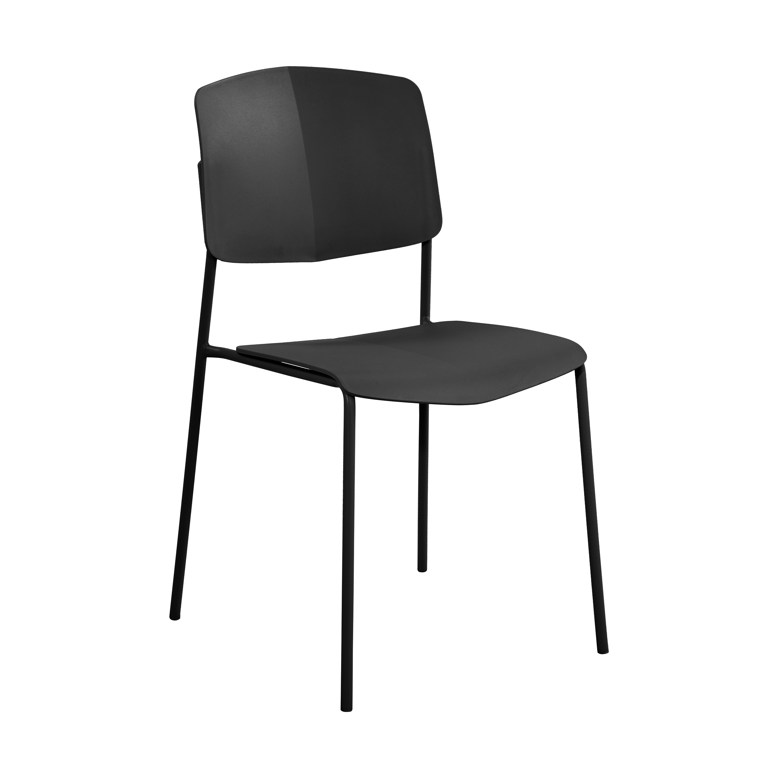 LUMO Set of 2 Plastic Kitchen Chairs with Back - Black - Colton & Sawyer