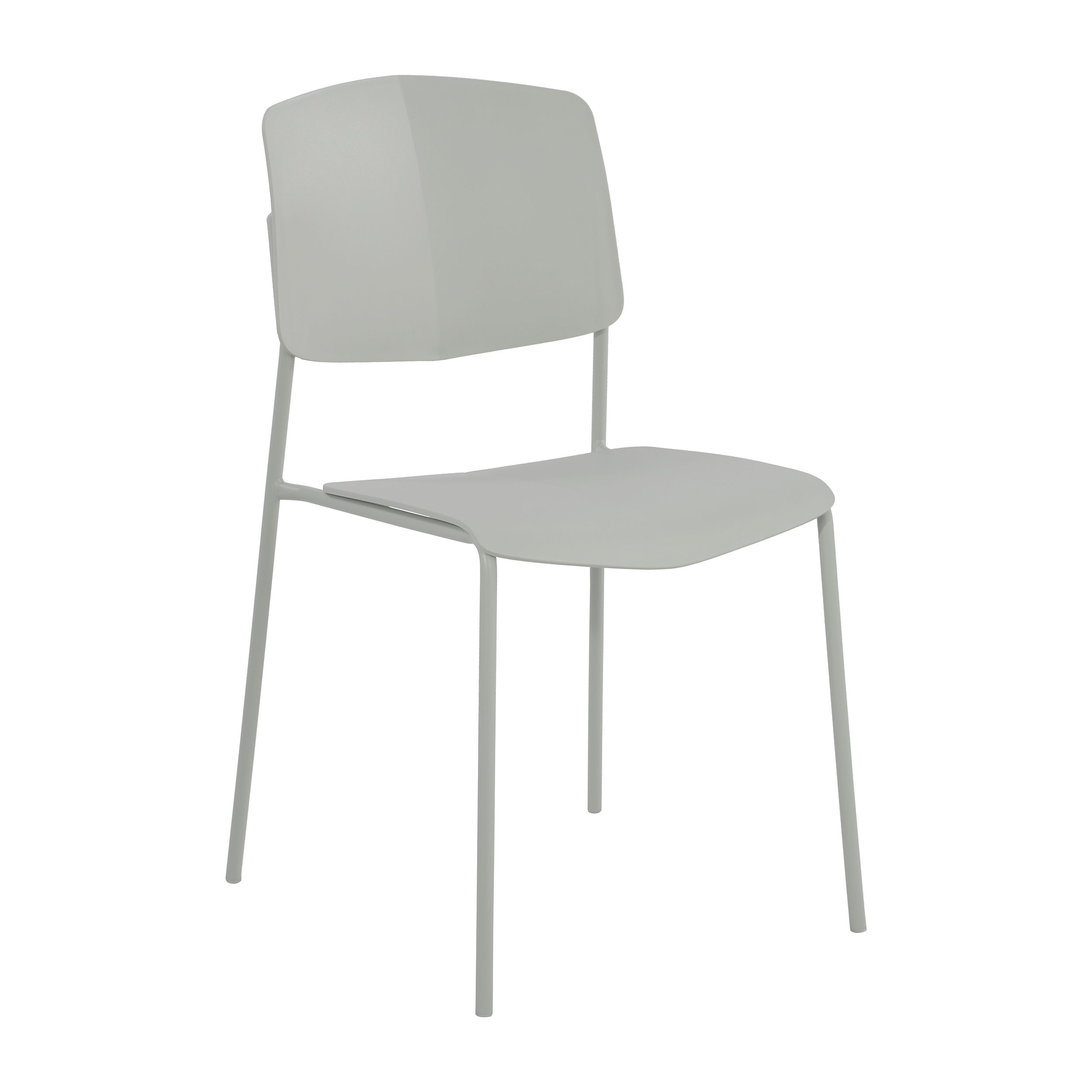 LUMO Set of 2 Plastic Kitchen Chairs with Back - Light Grey - Colton & Sawyer
