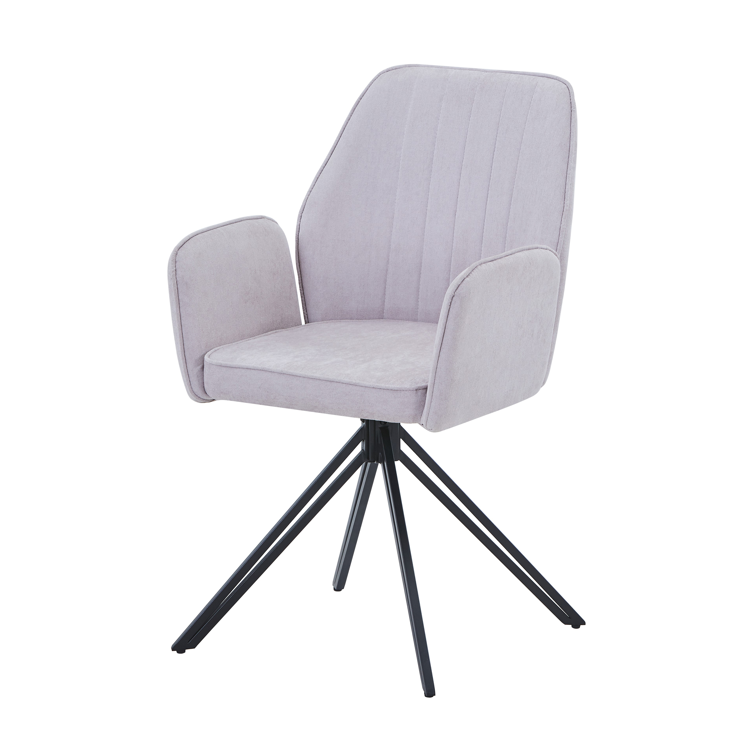 ZYRA Set of 2 Fabric Swivel Dining Armchairs - Light Grey and Black - Colton & Sawyer