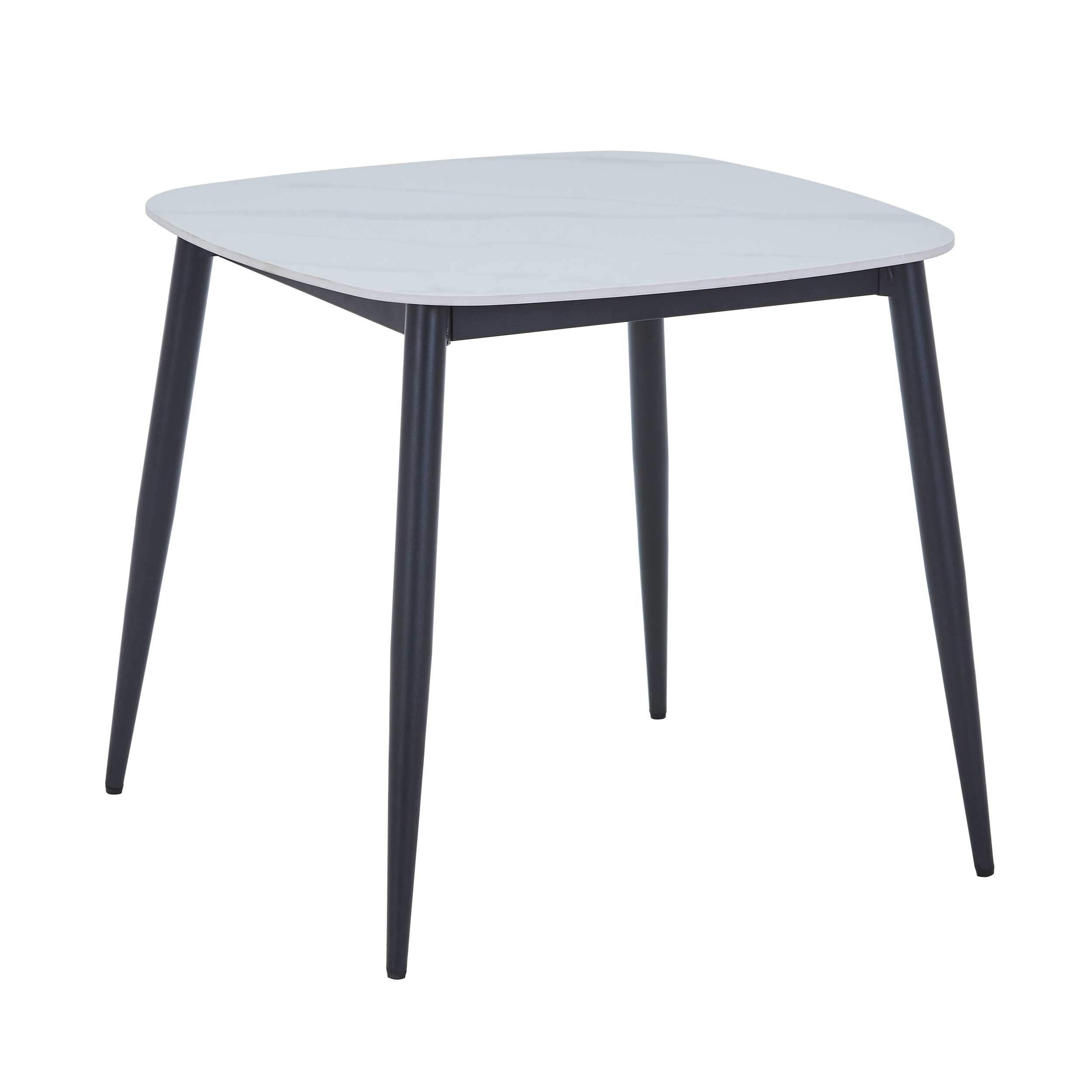 NEXO Square Dining Table with Gloss White Stone Top - White and Black - Colton & Sawyer