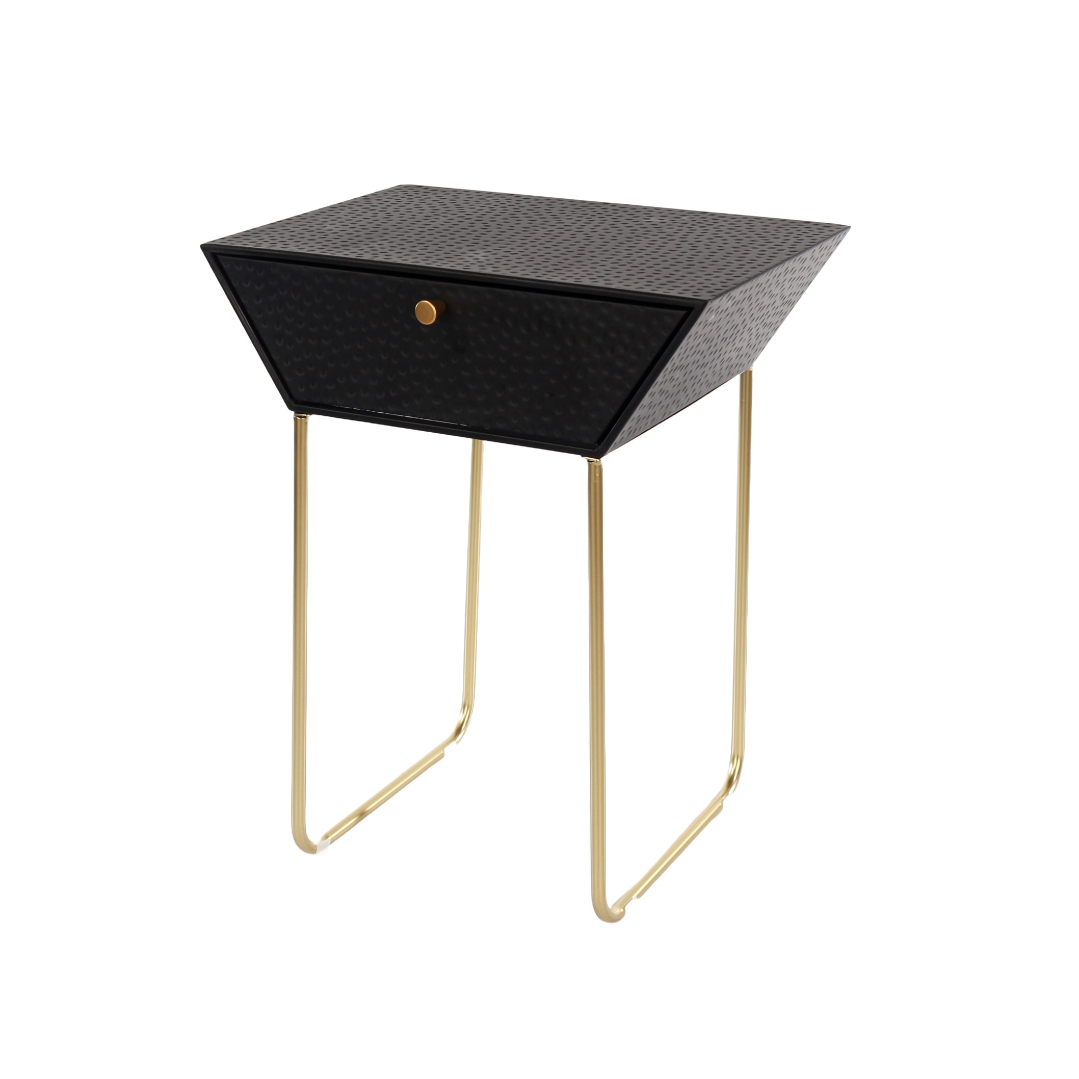 TOVEN 1 Drawer Metal Bedside Cabinet Sled Legs - Black and Gold - Colton & Sawyer