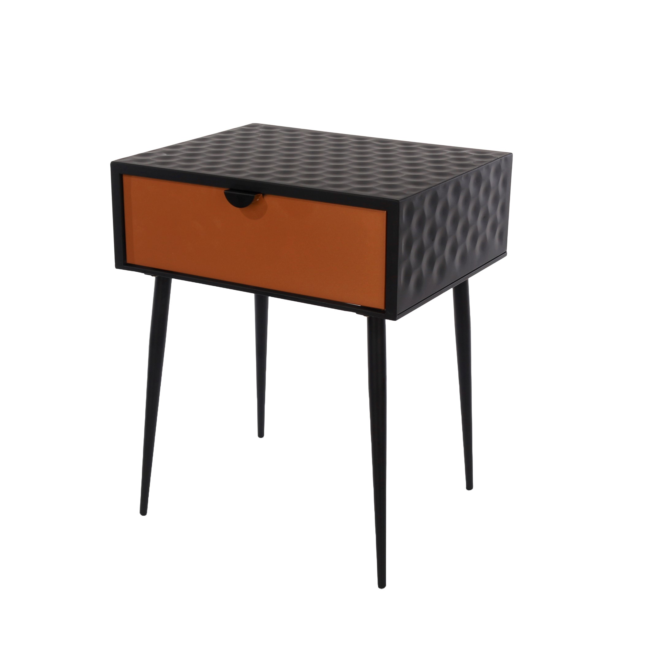 TOVEN 1 Drawer Metal Bedside Cabinet - Black and Copper - Colton & Sawyer