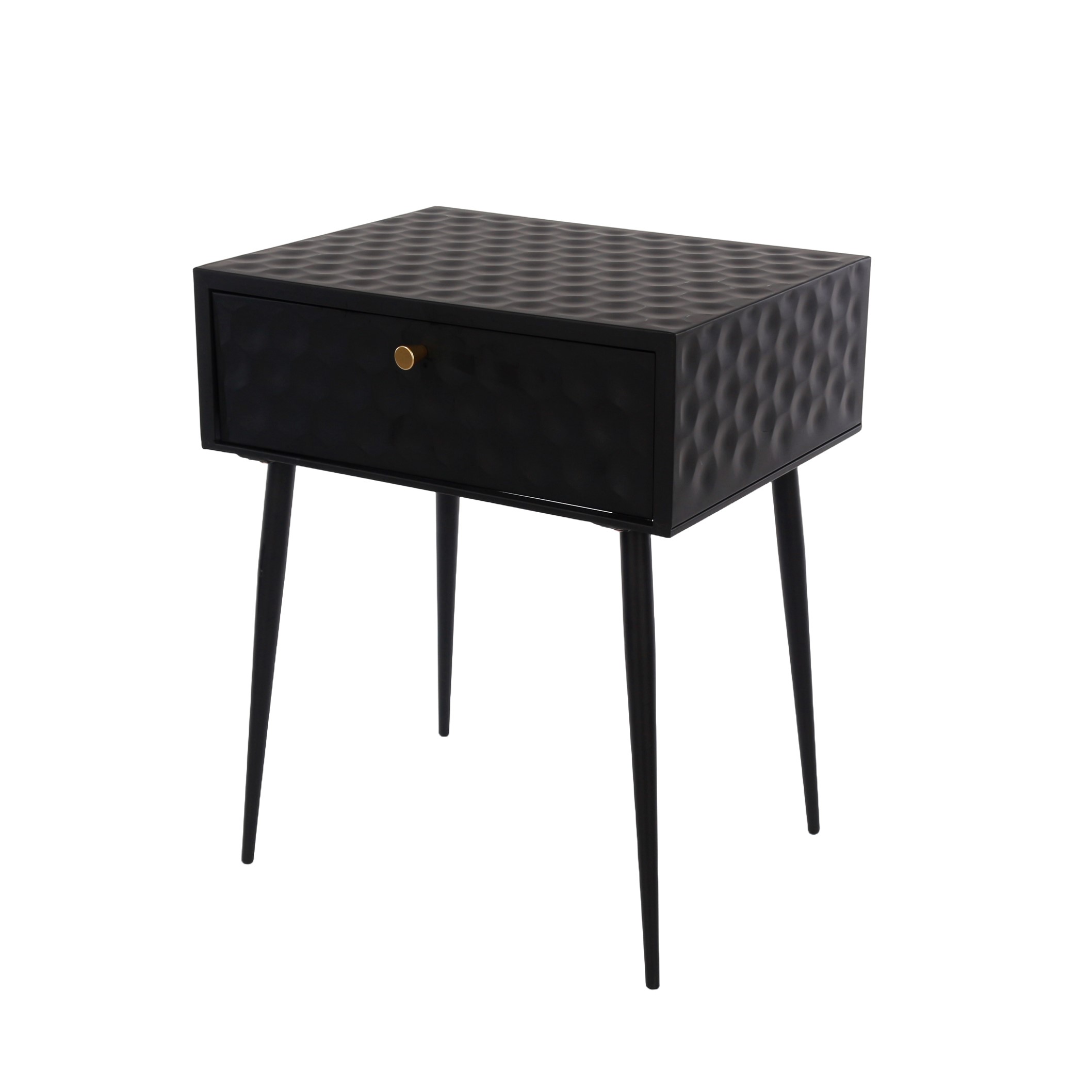 TOVEN 1 Drawer Metal Bedside Table - Black and Gold - Colton & Sawyer