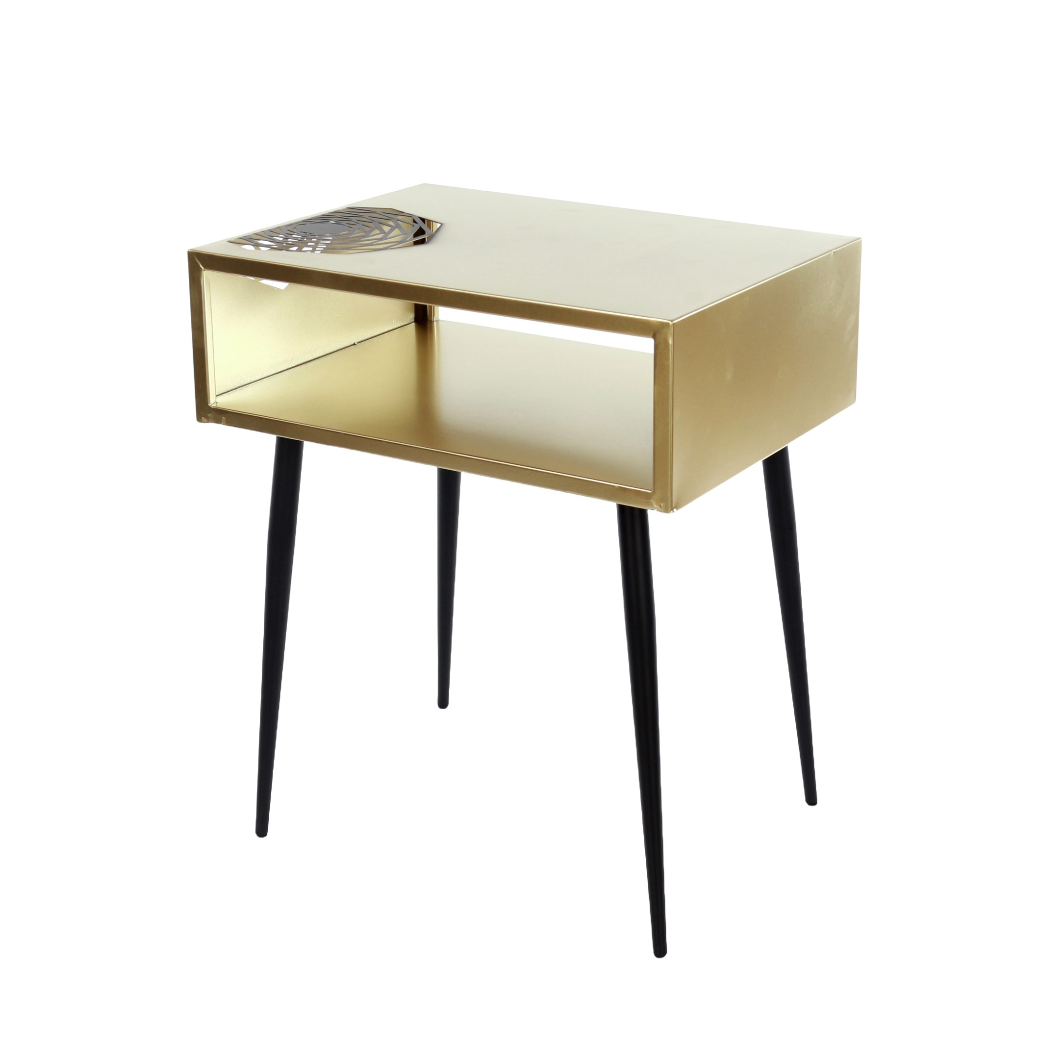 TOVEN Metal Bedside Table - Gold and Black - Colton & Sawyer