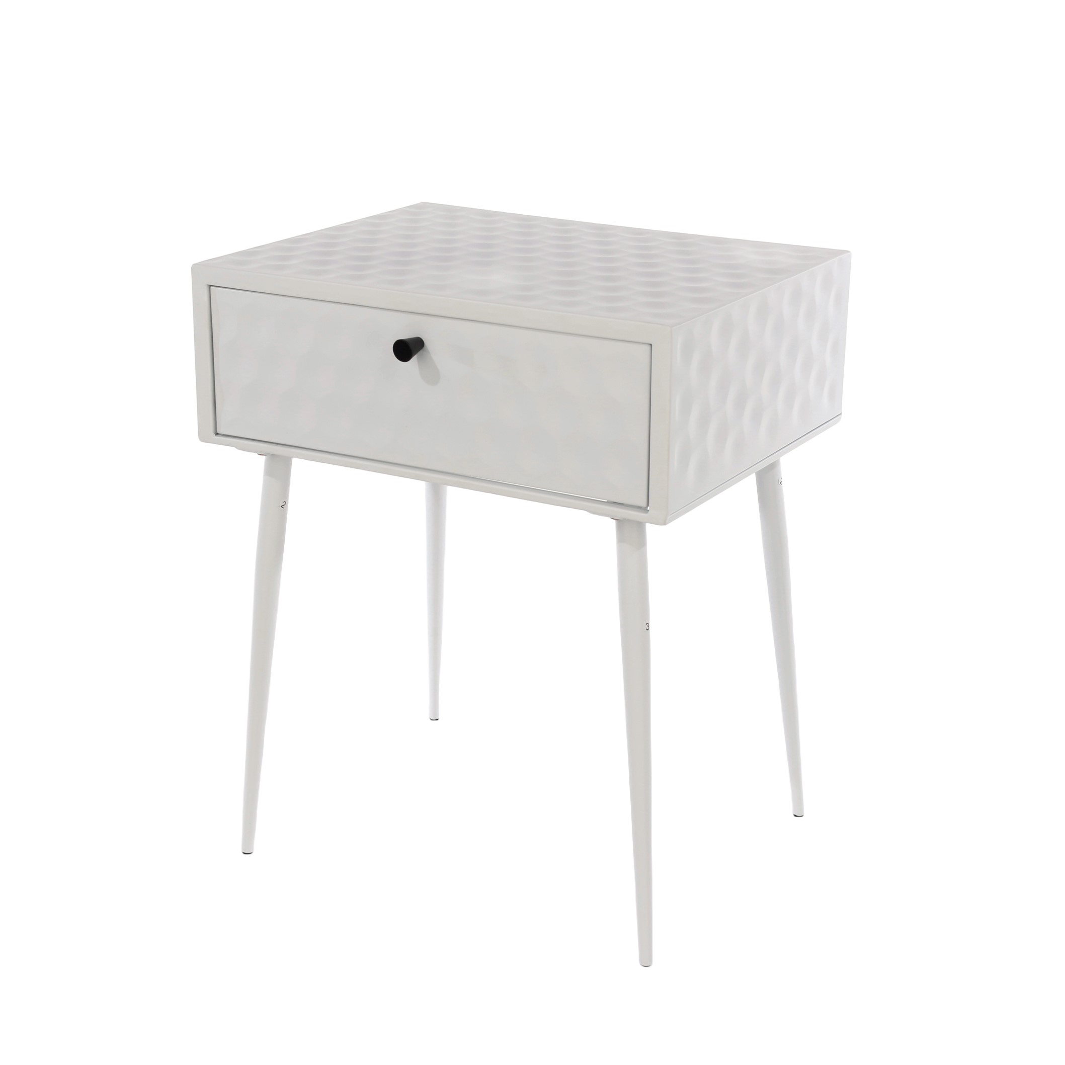 TOVEN 1 Drawer Metal Bedside Table - White and Gold - Colton & Sawyer