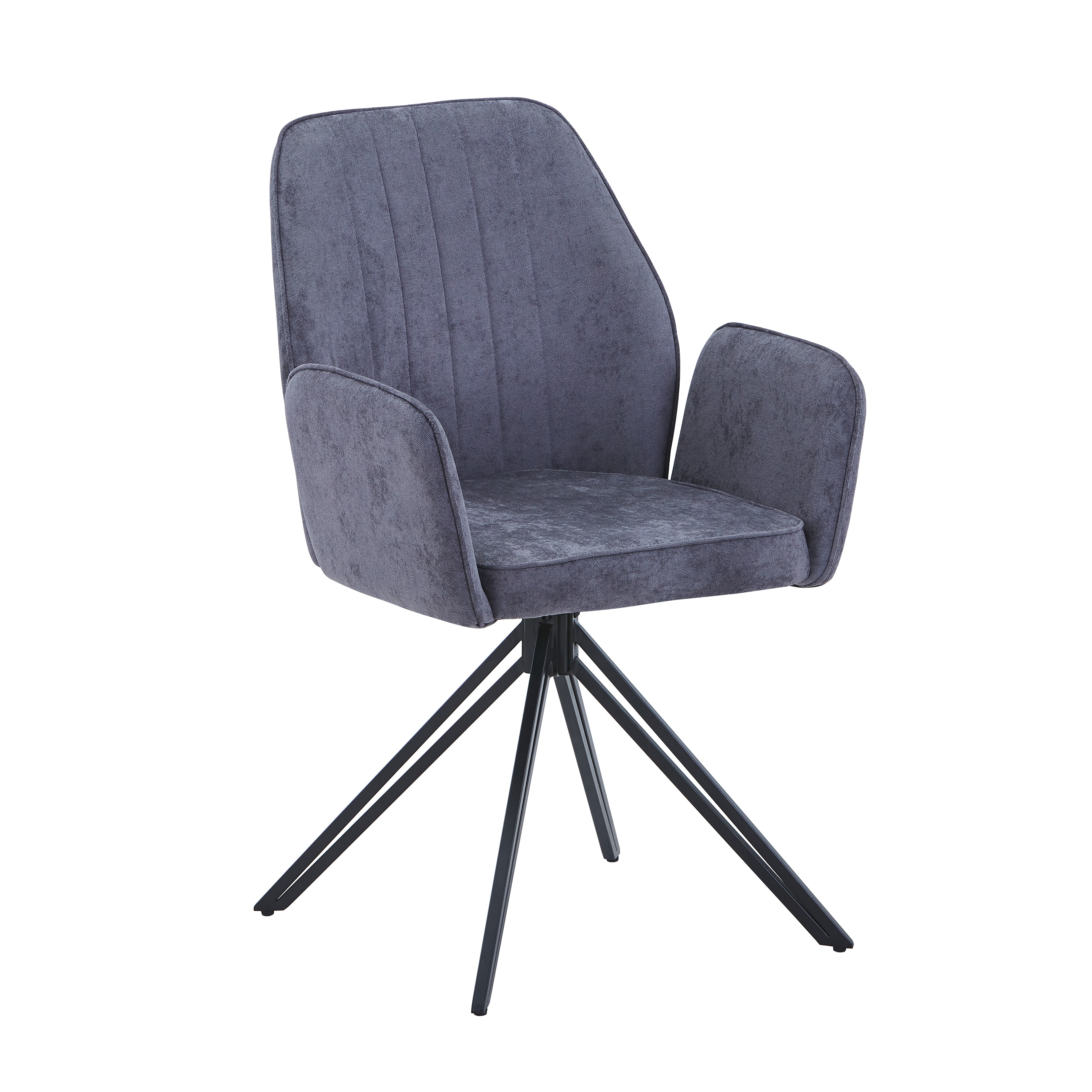 ZYRA Set of 2 Fabric Swivel Dining Armchairs - Grey and Black - Colton & Sawyer