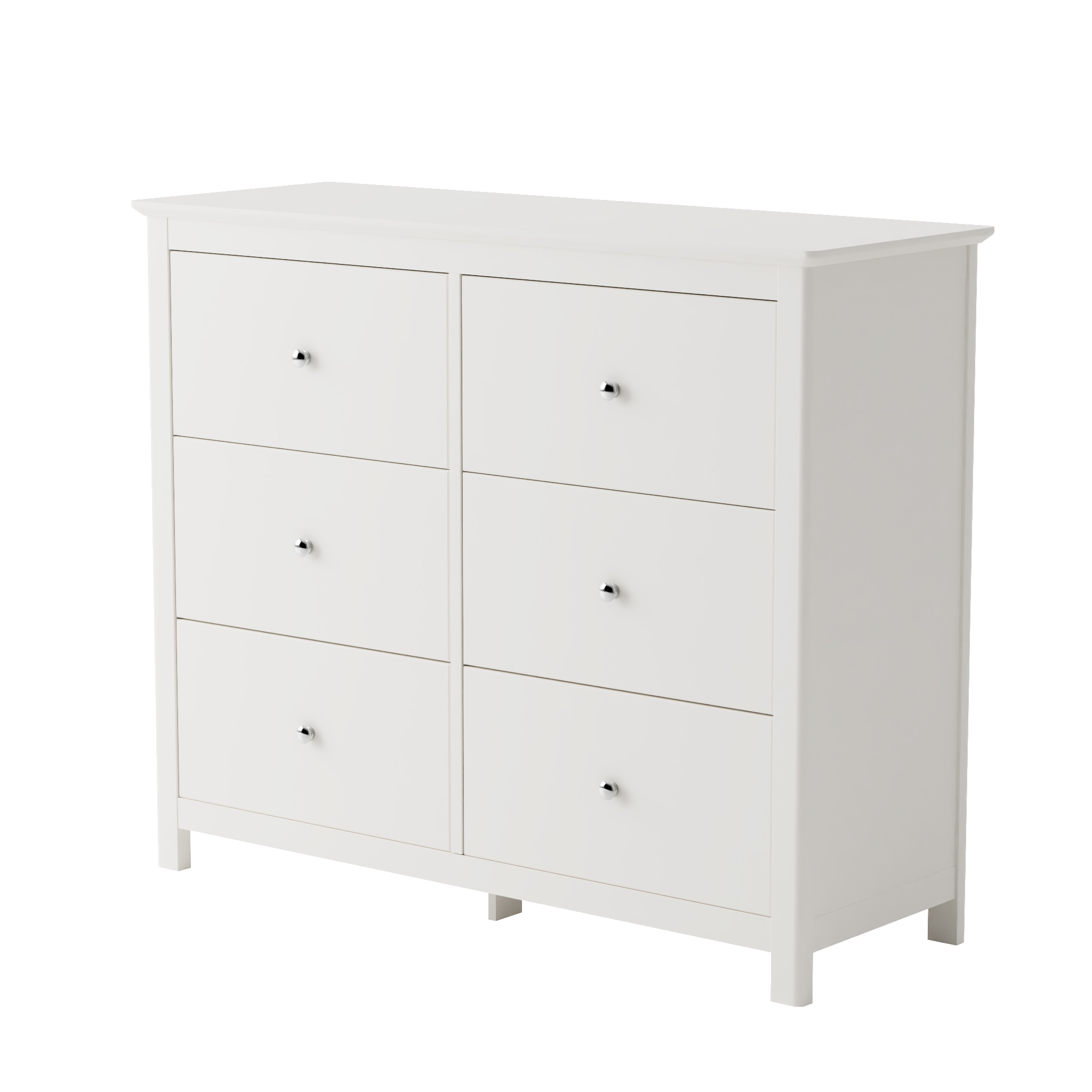 FAYRA White Chest of Drawers - Large-sized, 6 Drawers, Double - Colton & Sawyer