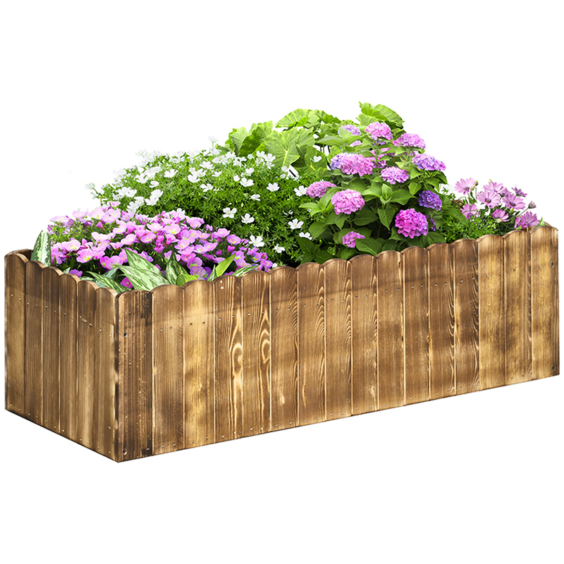 109L Garden Flower Raised Bed Pot Wooden Outdoor Large Rectangle Planter Vegetable Box Outdoor Herb Holder Display (100L x 40W x 30H (cm)) - Life 
