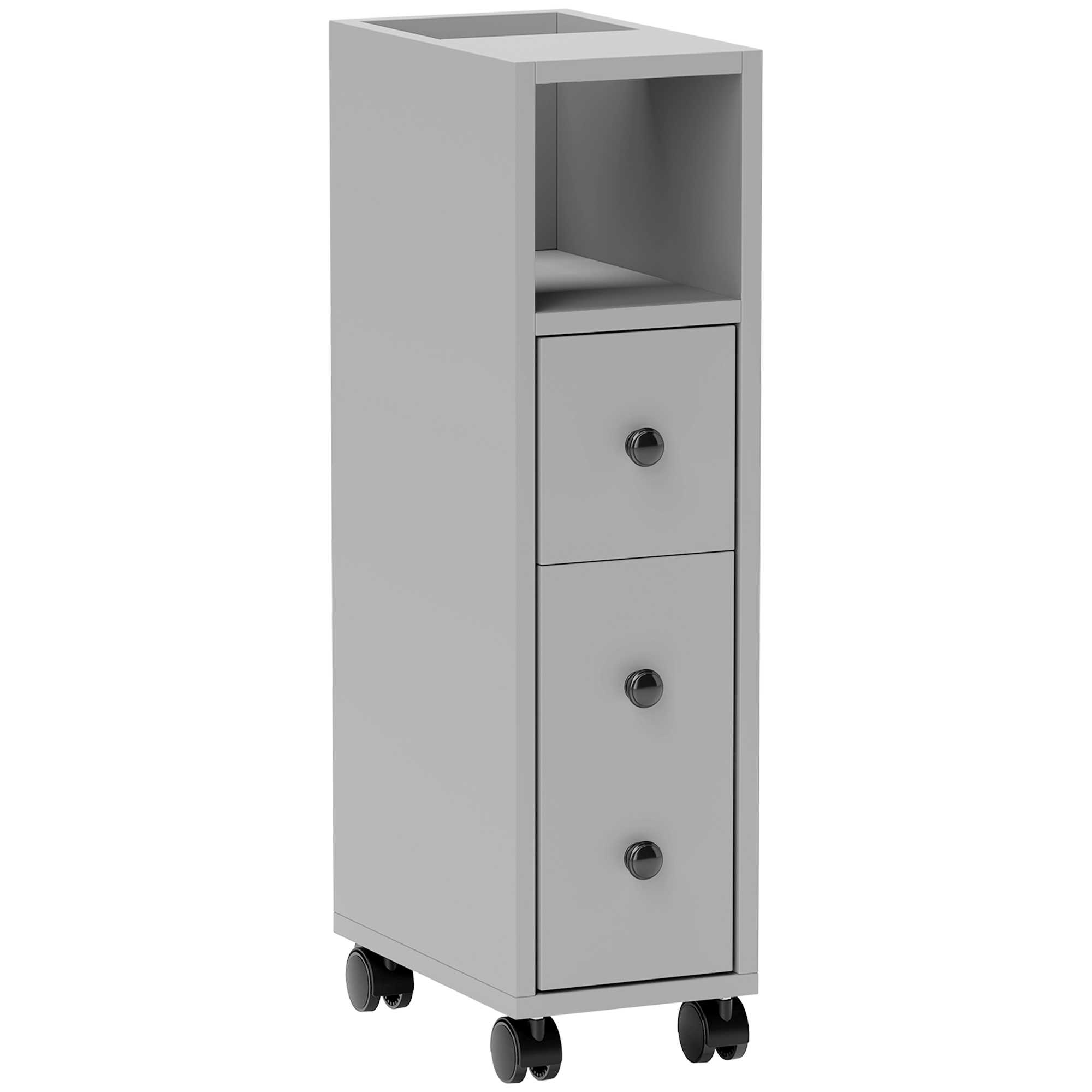 KANSAS Slimline Bathroom Storage Cabinet Grey - Life Essentials