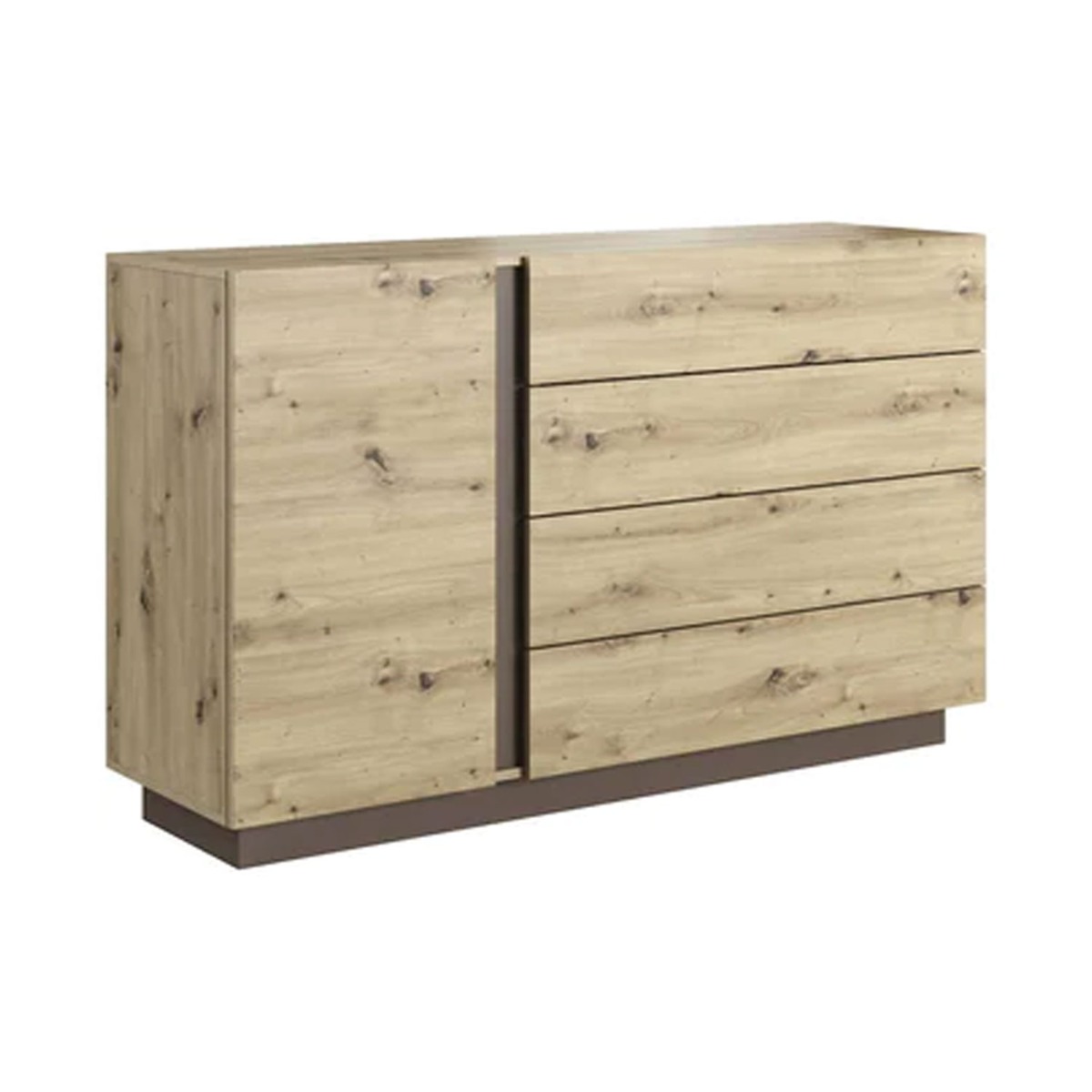 ASMARA Oak Finish Chest of Drawers - Large-sized, 4 Drawers - Art Nest