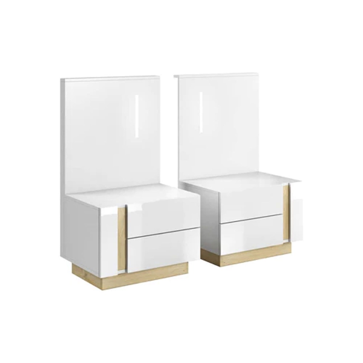Bedside Table - NIMBUS 2 Drawer Nightstand White 60cm - Art Nest