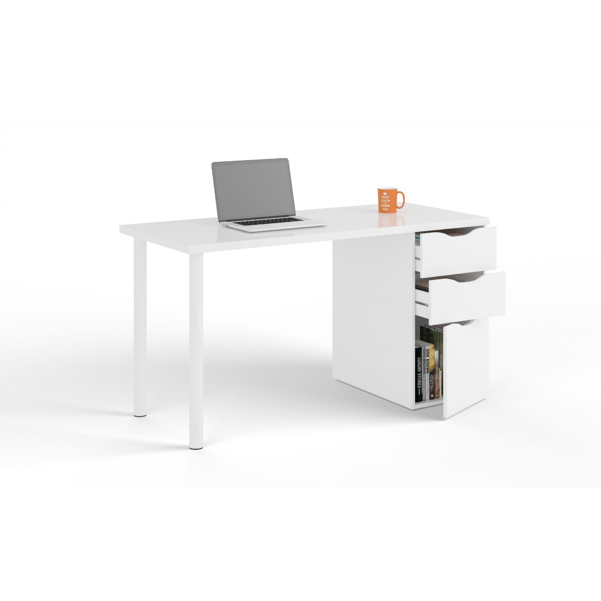 Saltash Reversible High Gloss Computer Desk - White - Sigrid Mills