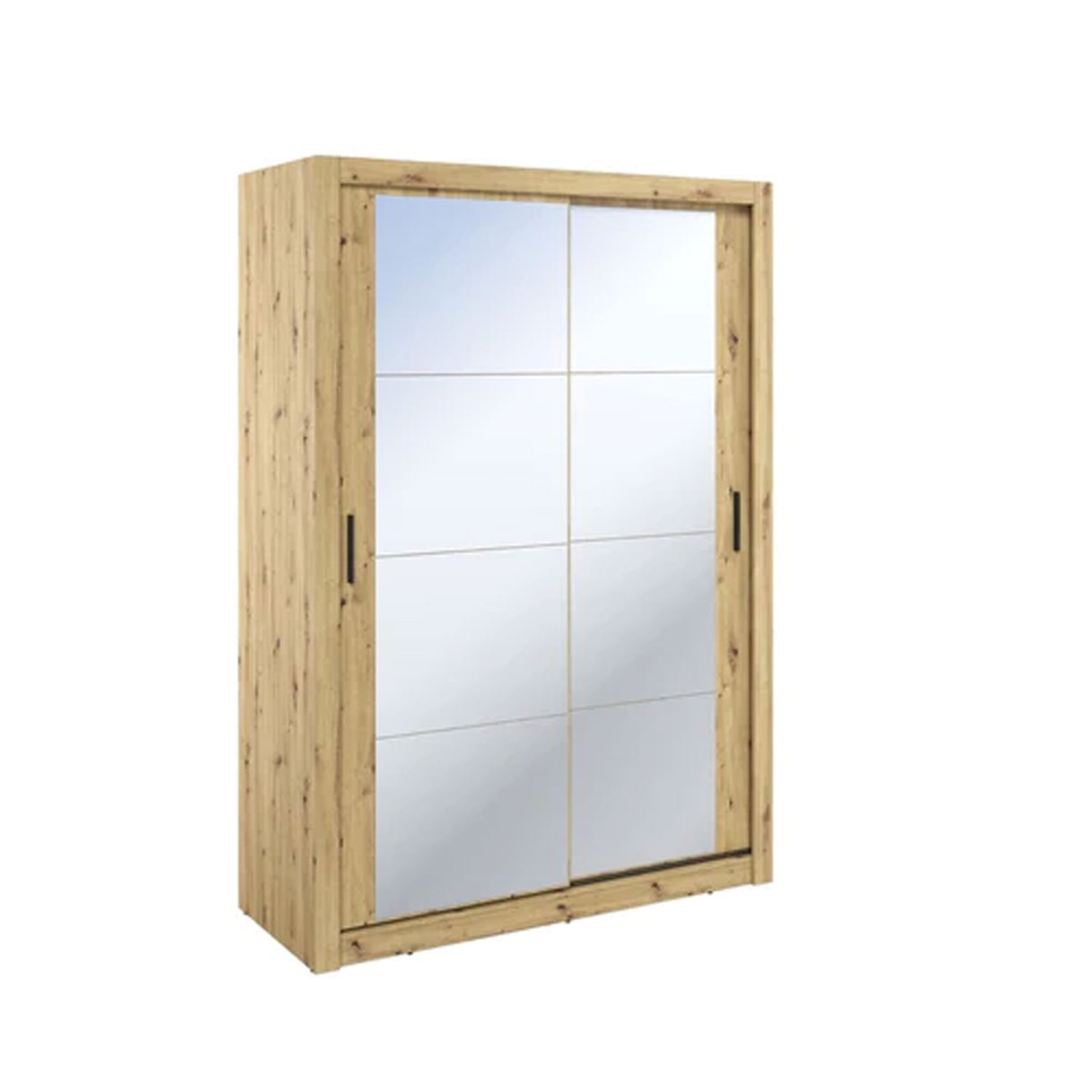 IRVINE II 2 Door Mirrored Sliding Wardrobe Medium Oak - 120cm - Art Nest